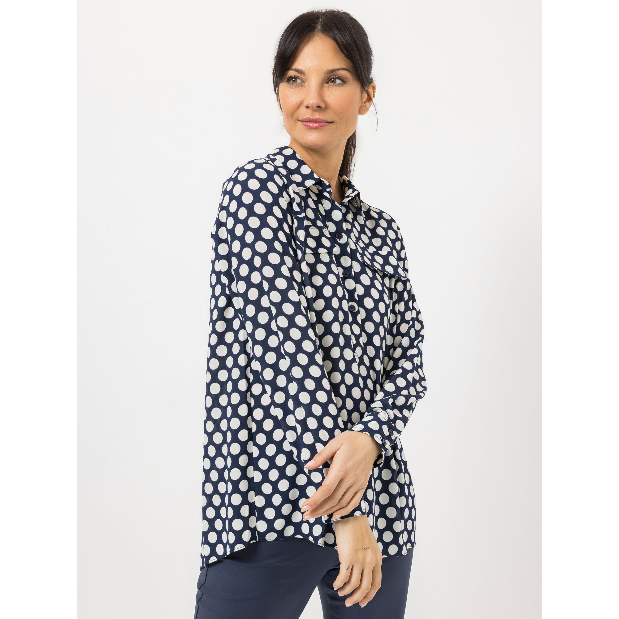 STEFFEN SCHRAUT Bluse Blusenkragen Brustpatten leger weit