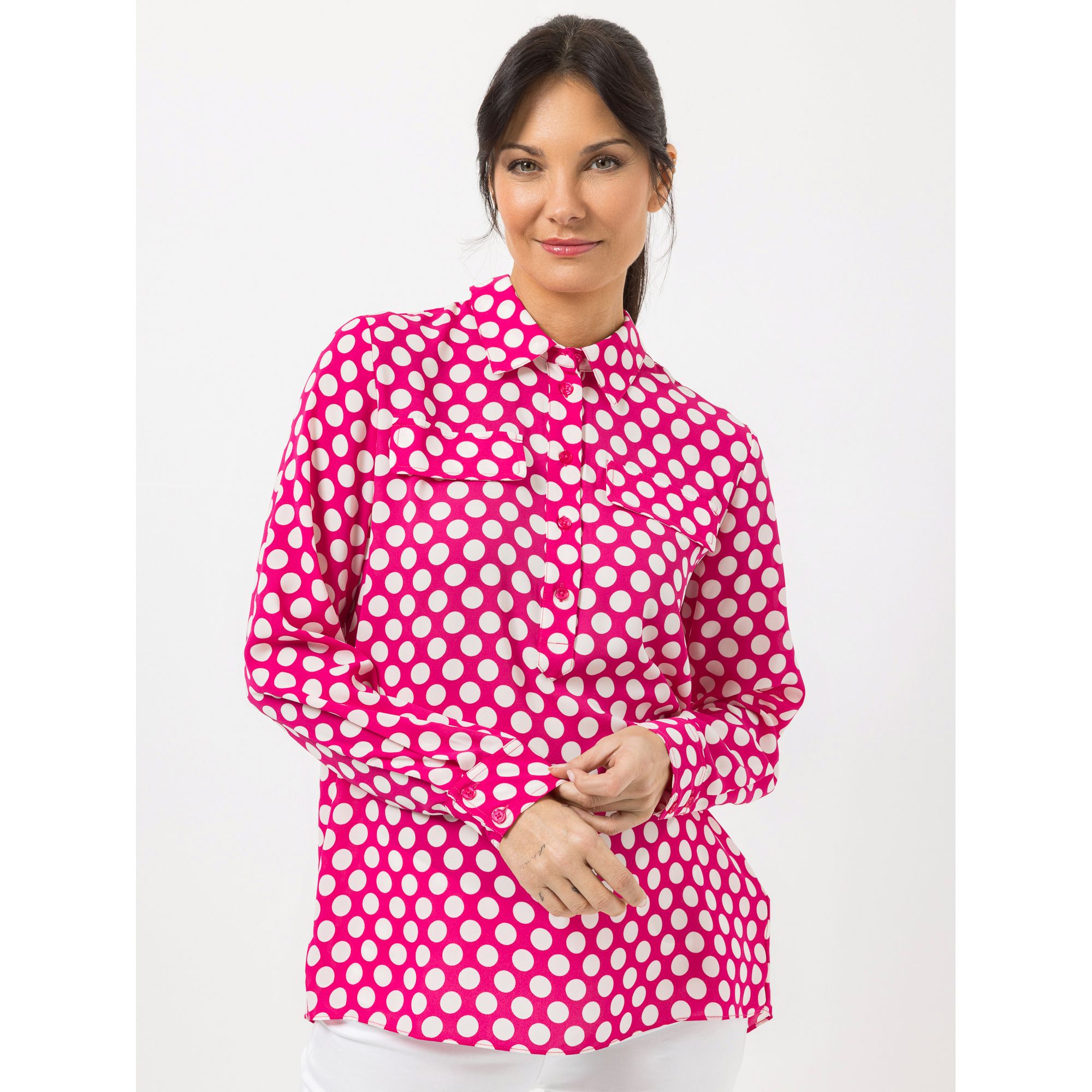 STEFFEN SCHRAUT Bluse Blusenkragen Brustpatten leger weit