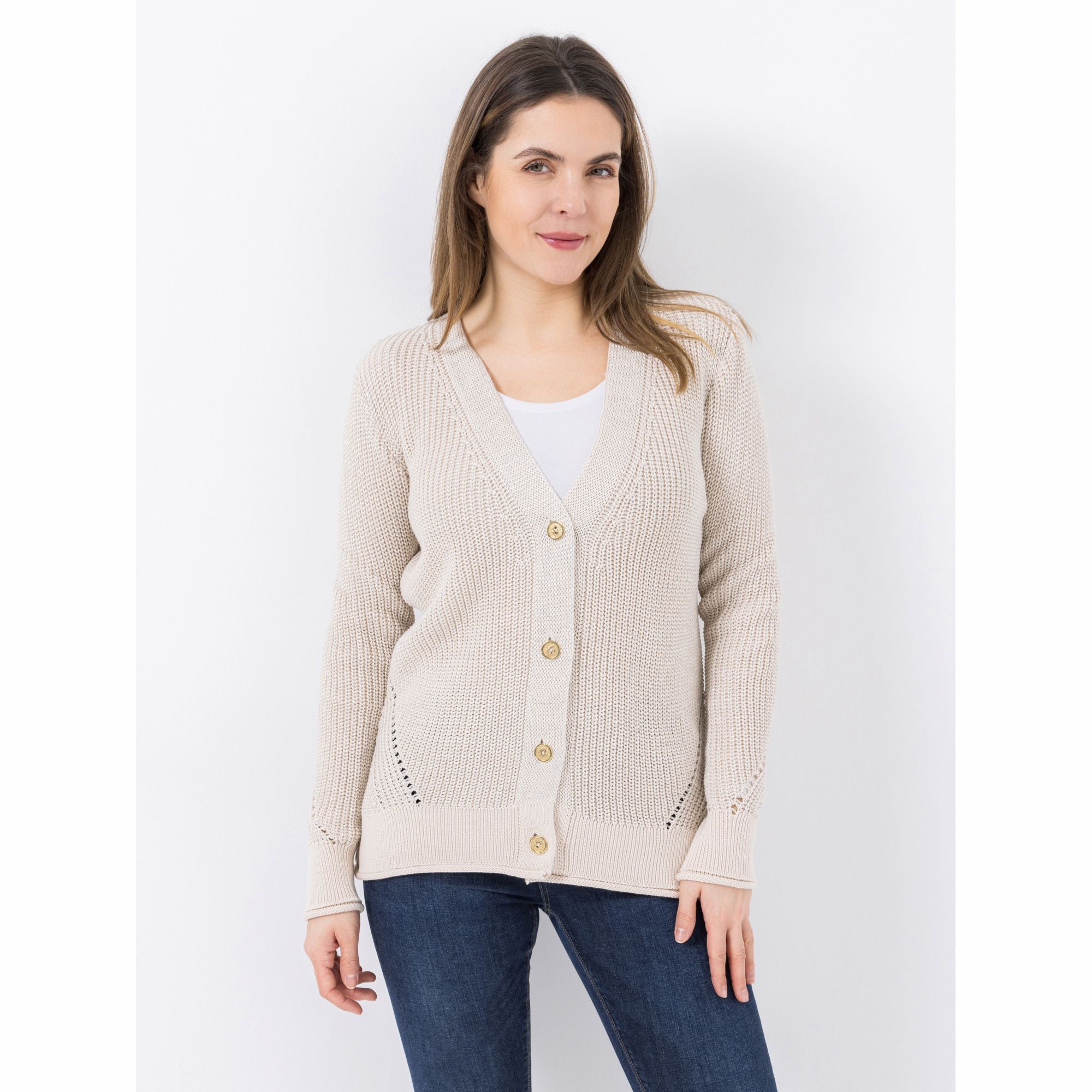 DINE 'N' DANCE Cardigan, 1/1-Arm Knopfleiste Glanzgarn figurumspielend