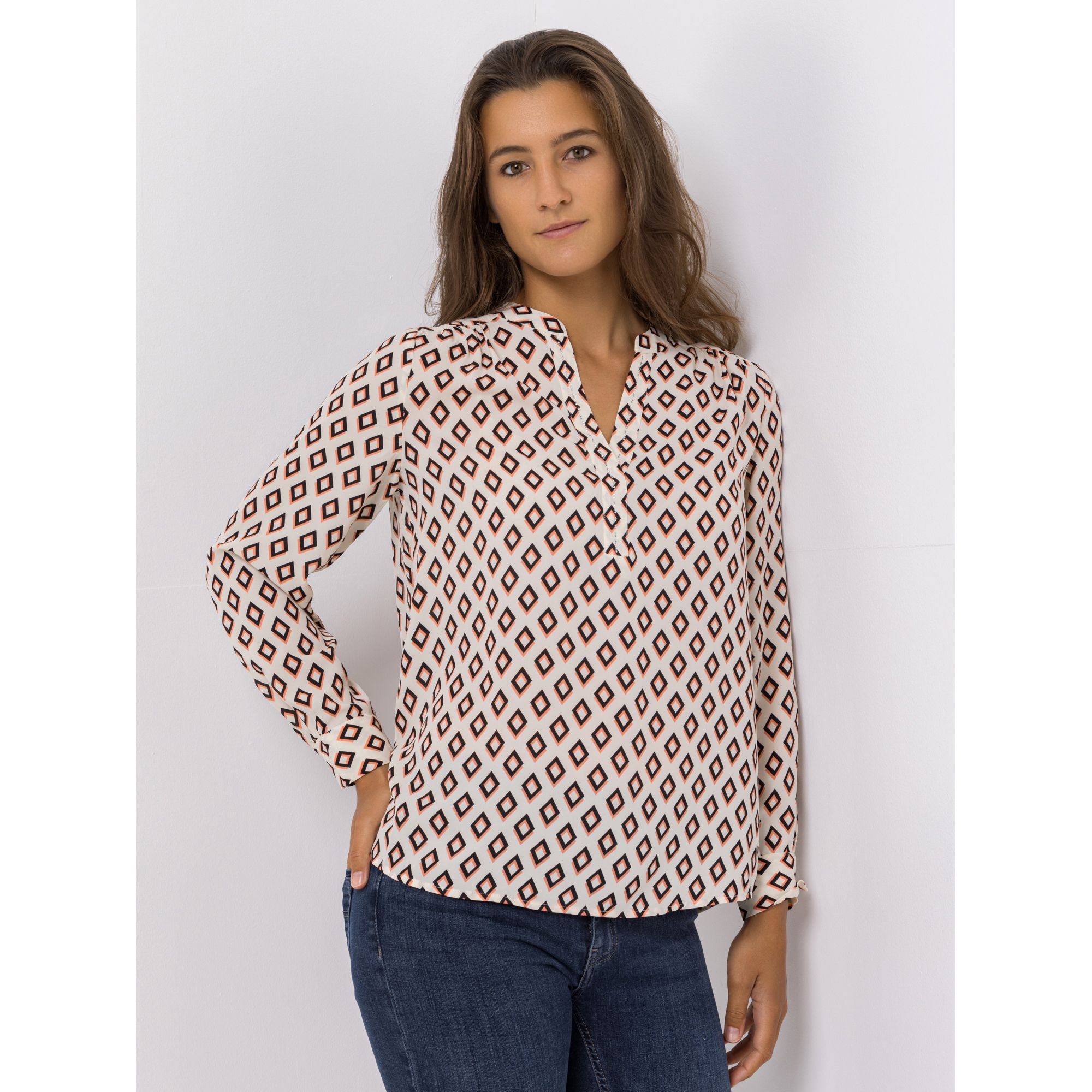 EVA LUTZ Bluse Lilly Knopfleiste Strass-Detail leger weit