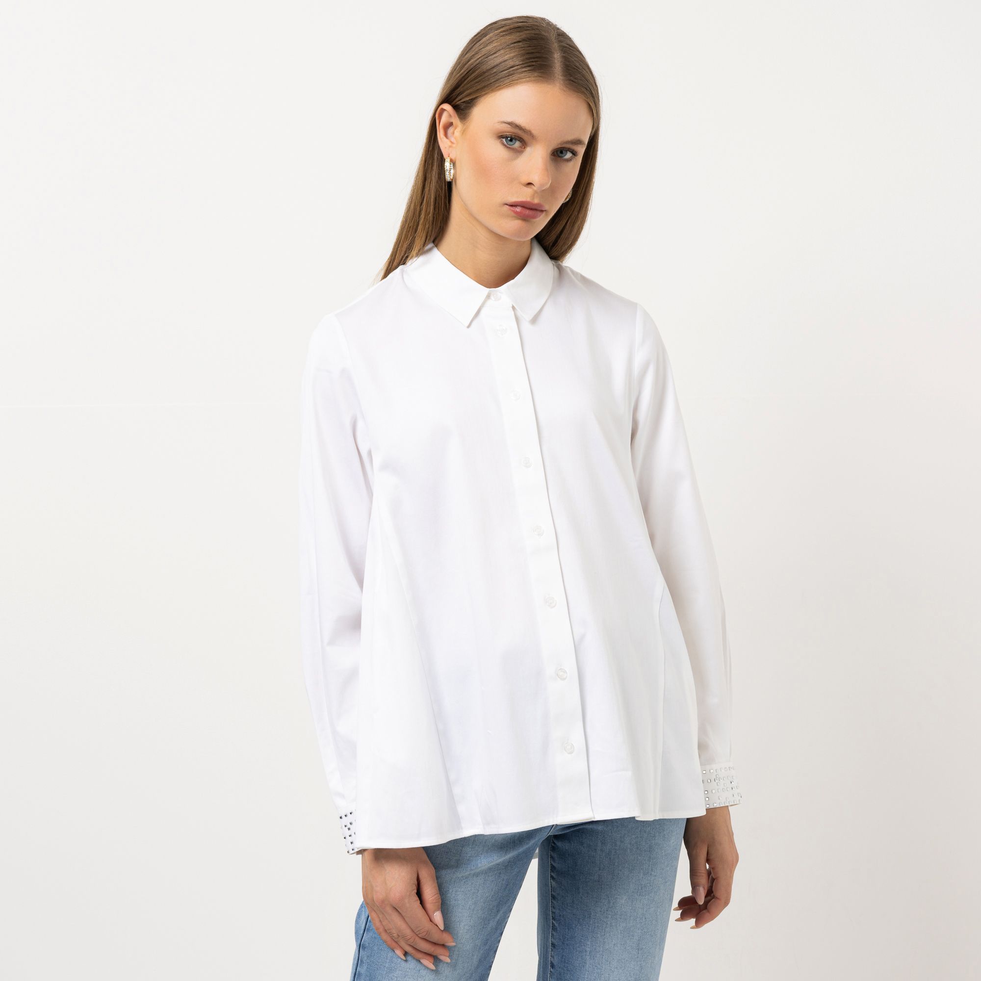 STEFFEN SCHRAUT Bluse Hemdkragen Strassdetails leger weit