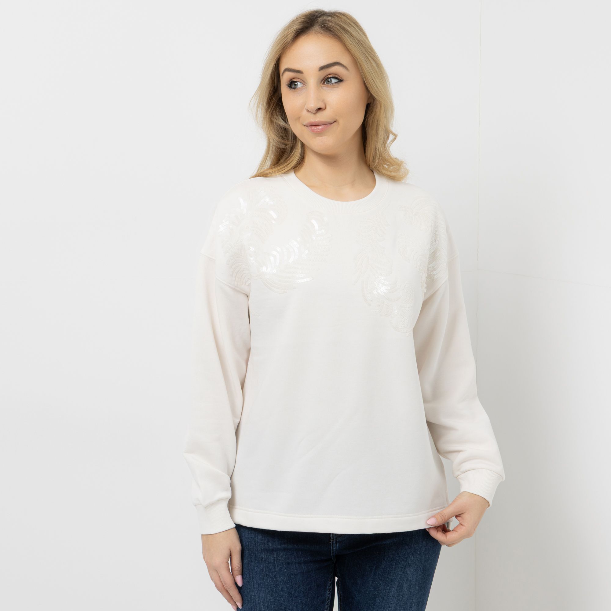 DAWID by Dawid Tomaszewski Sweatshirt, Rundhals Paillettenstickerei oversize