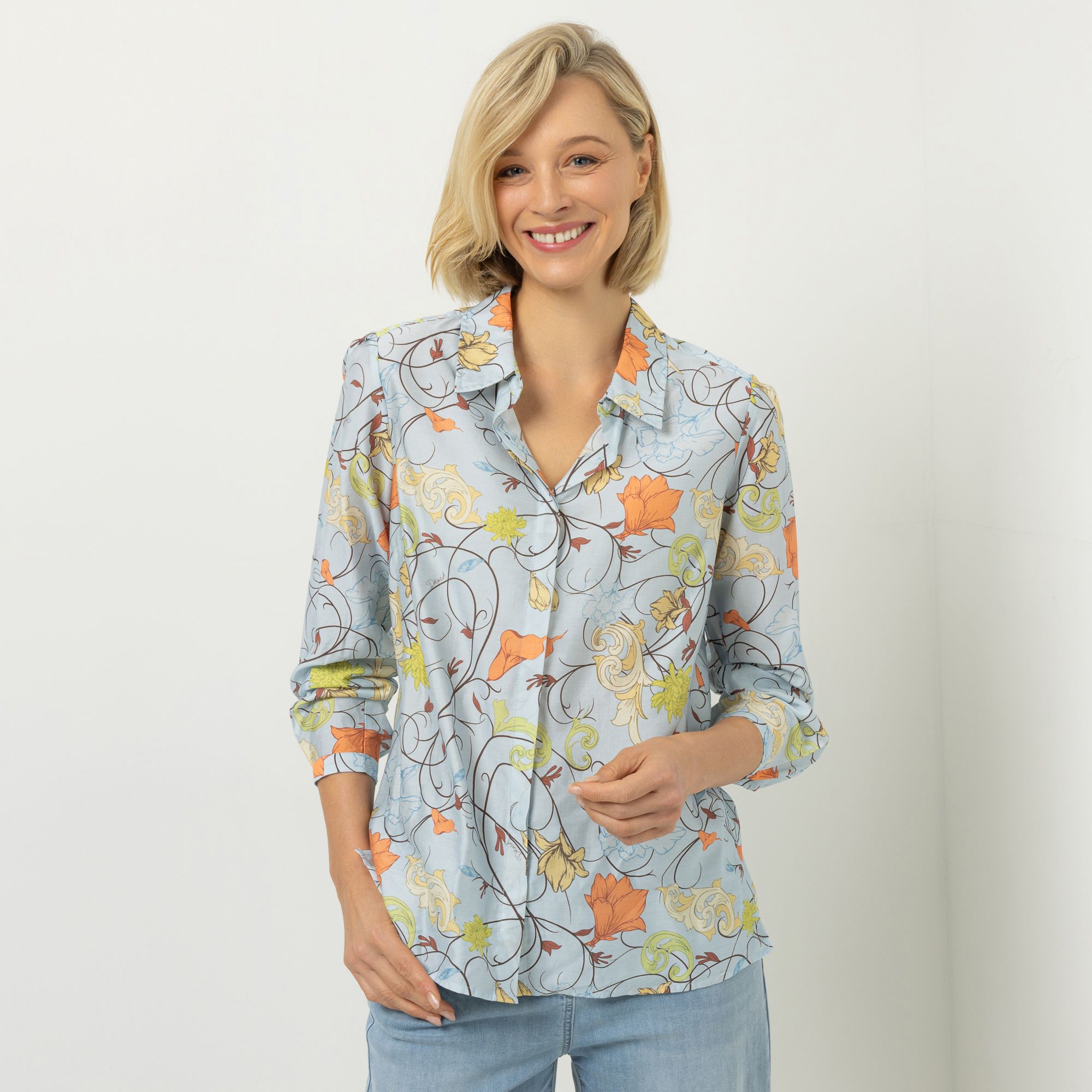 DAWID by Dawid Tomaszewski Bluse, Langarm verdeckte Knopfleiste figurumspielend