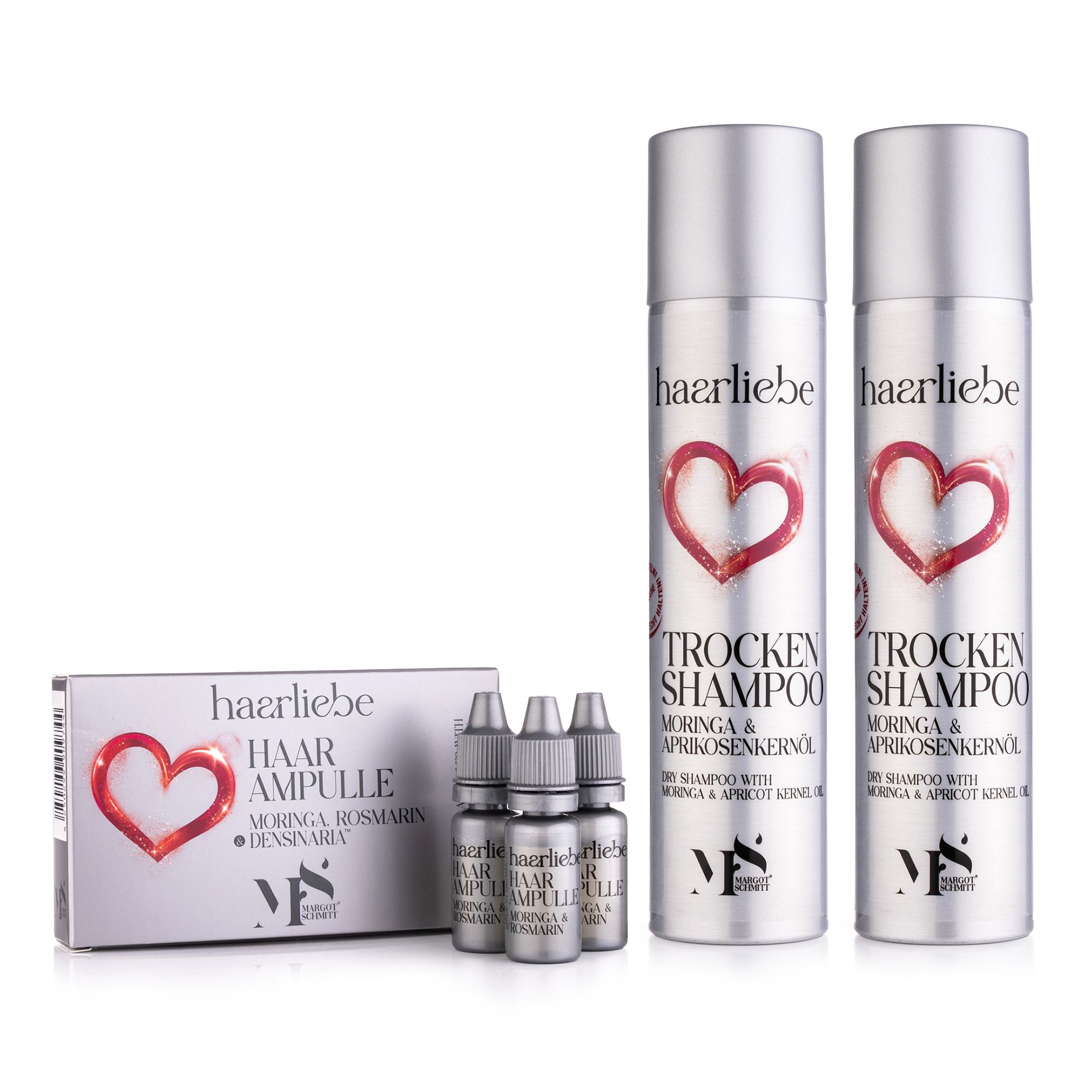 MARGOT SCHMITT® Haarliebe Trockenshampoo mit Moringa 2x 300ml, 1x 6x 10ml Ampullen