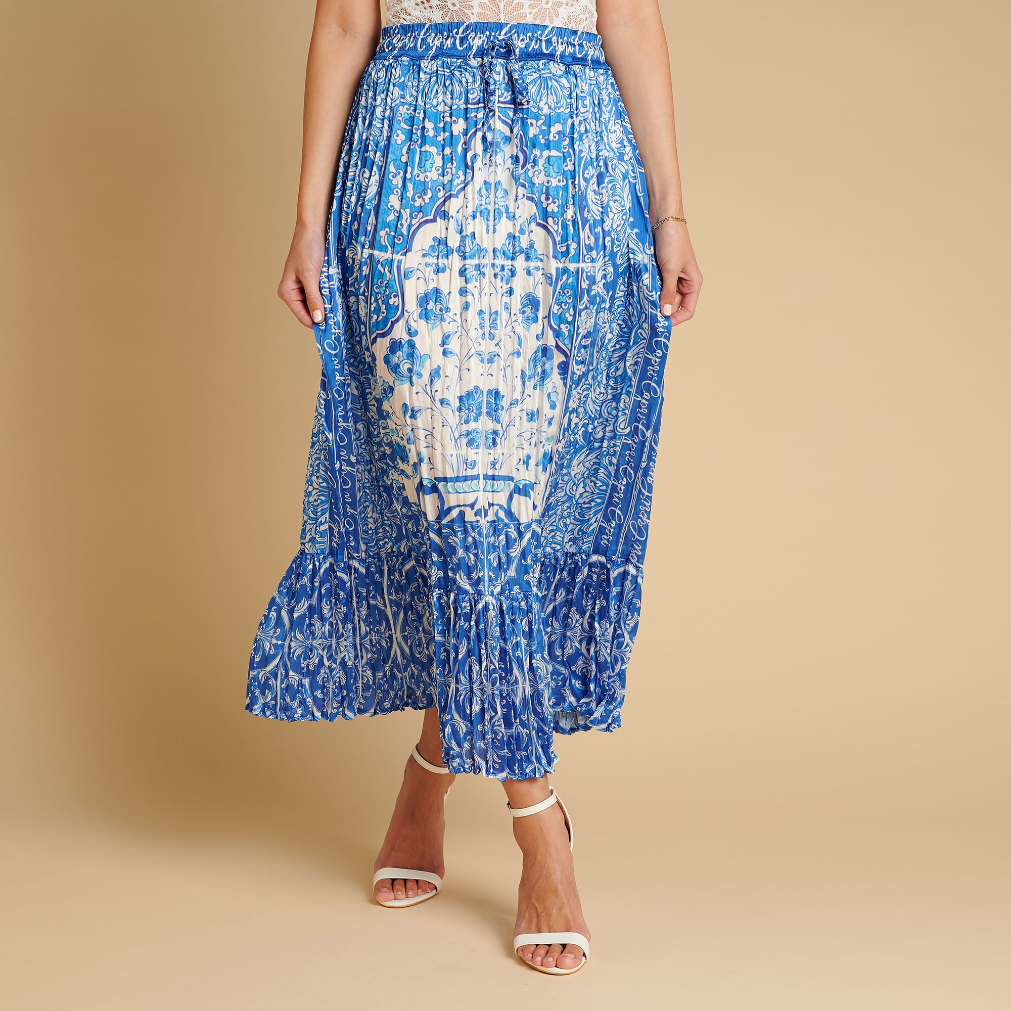 SCHIFFHAUER MUNICH® Rock, Tunnelzug Rundumdehnbund Volant am Saum weite Form