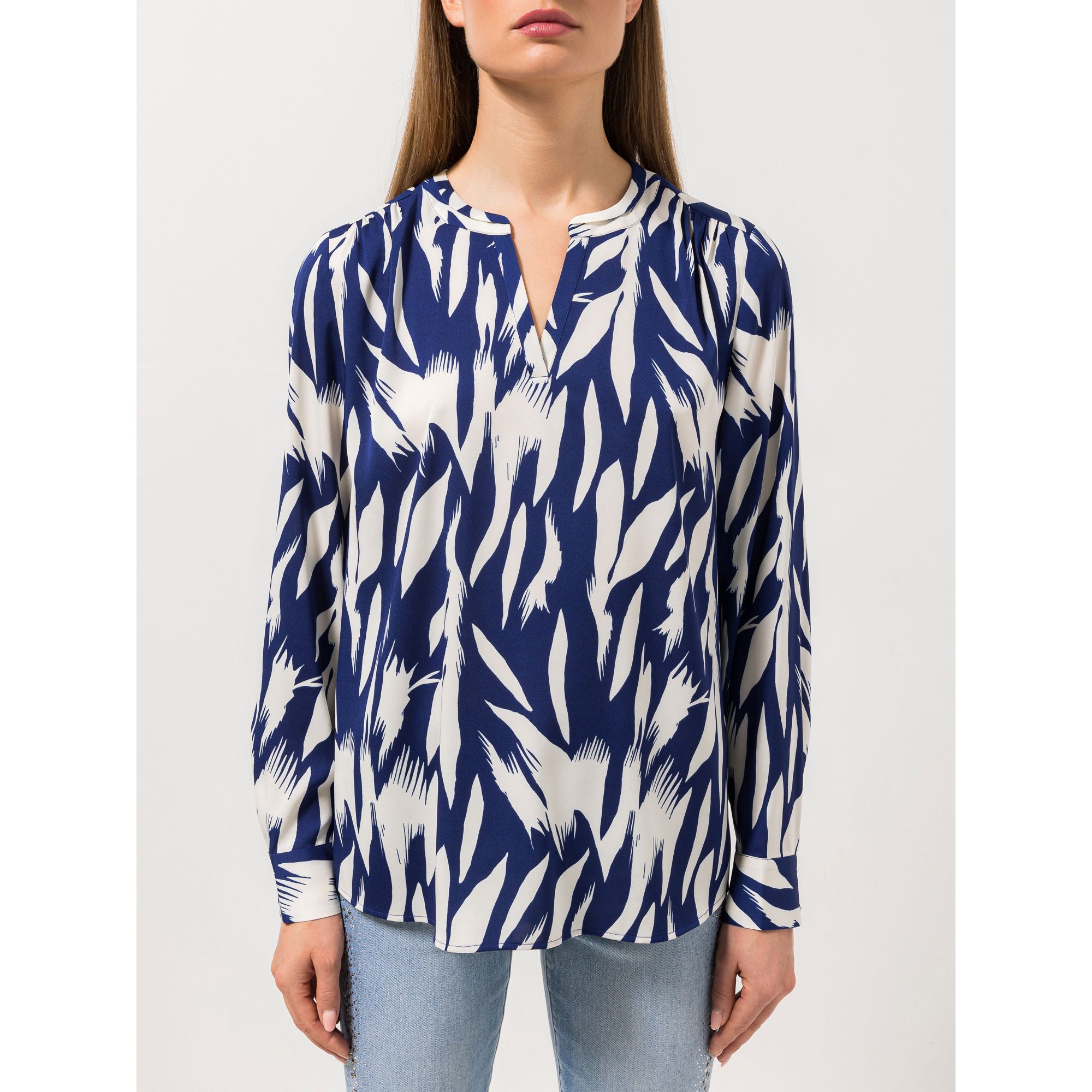 STEFFEN SCHRAUT Bluse, 1/1-Arm gedoppelter Kragen Kräuseldetails leger weit