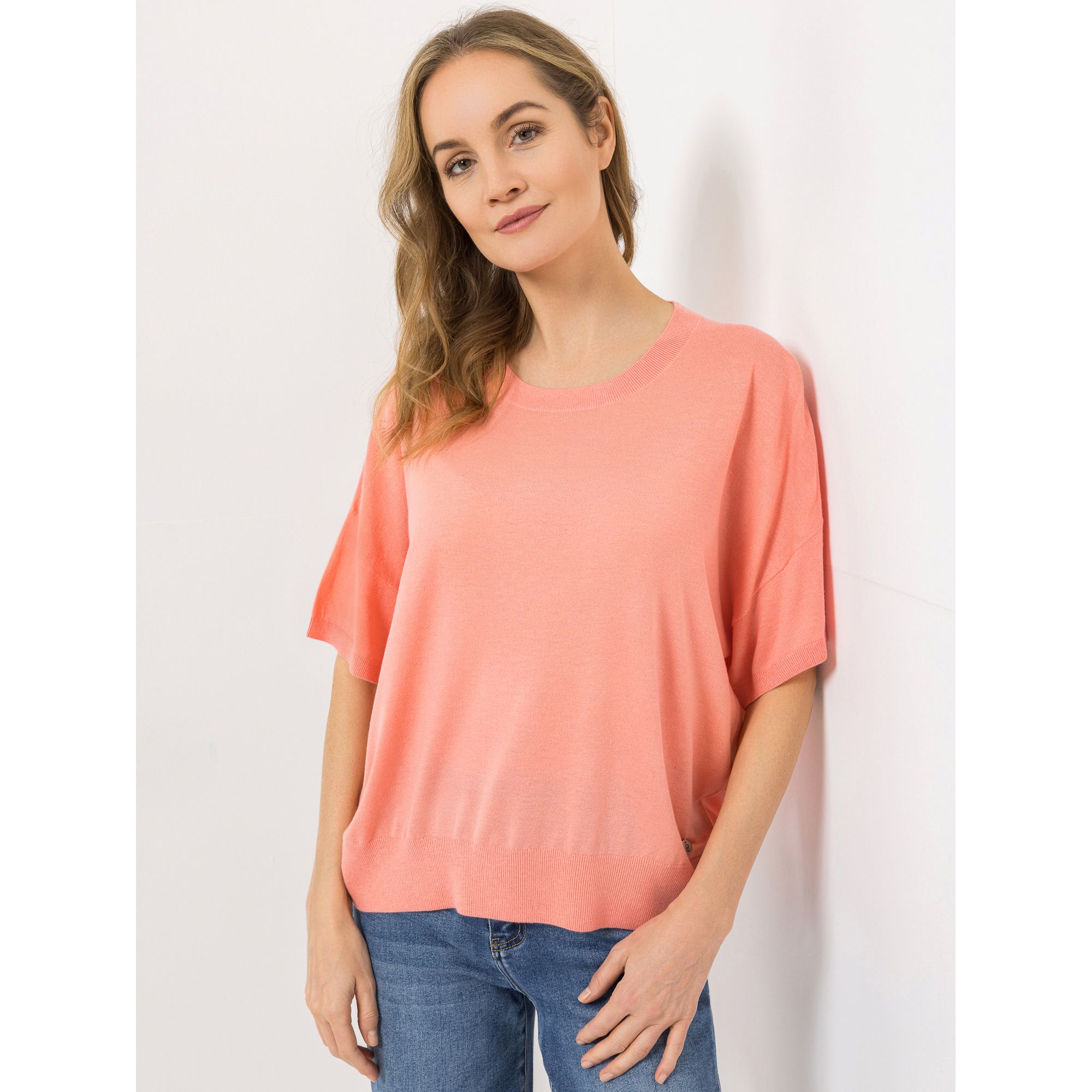 STRANDFEIN Pullover, 1/2-Arm Rundalsausschnitt 40% ECOVERO Viskose leger weit