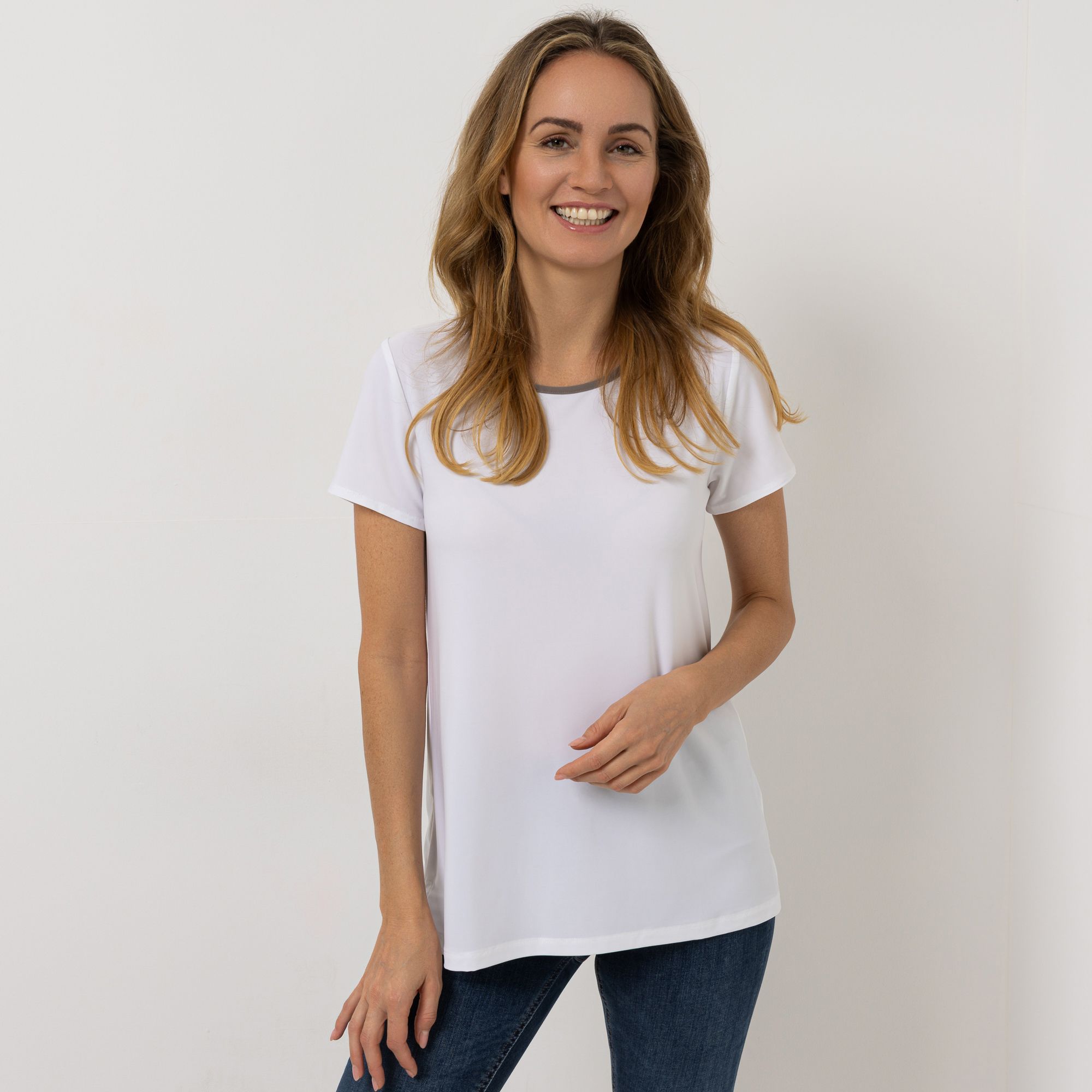 KIM & CO. Shirt, 1/4-Arm Deluxe Brazil Knit Kontrast-Detail figurumspielend