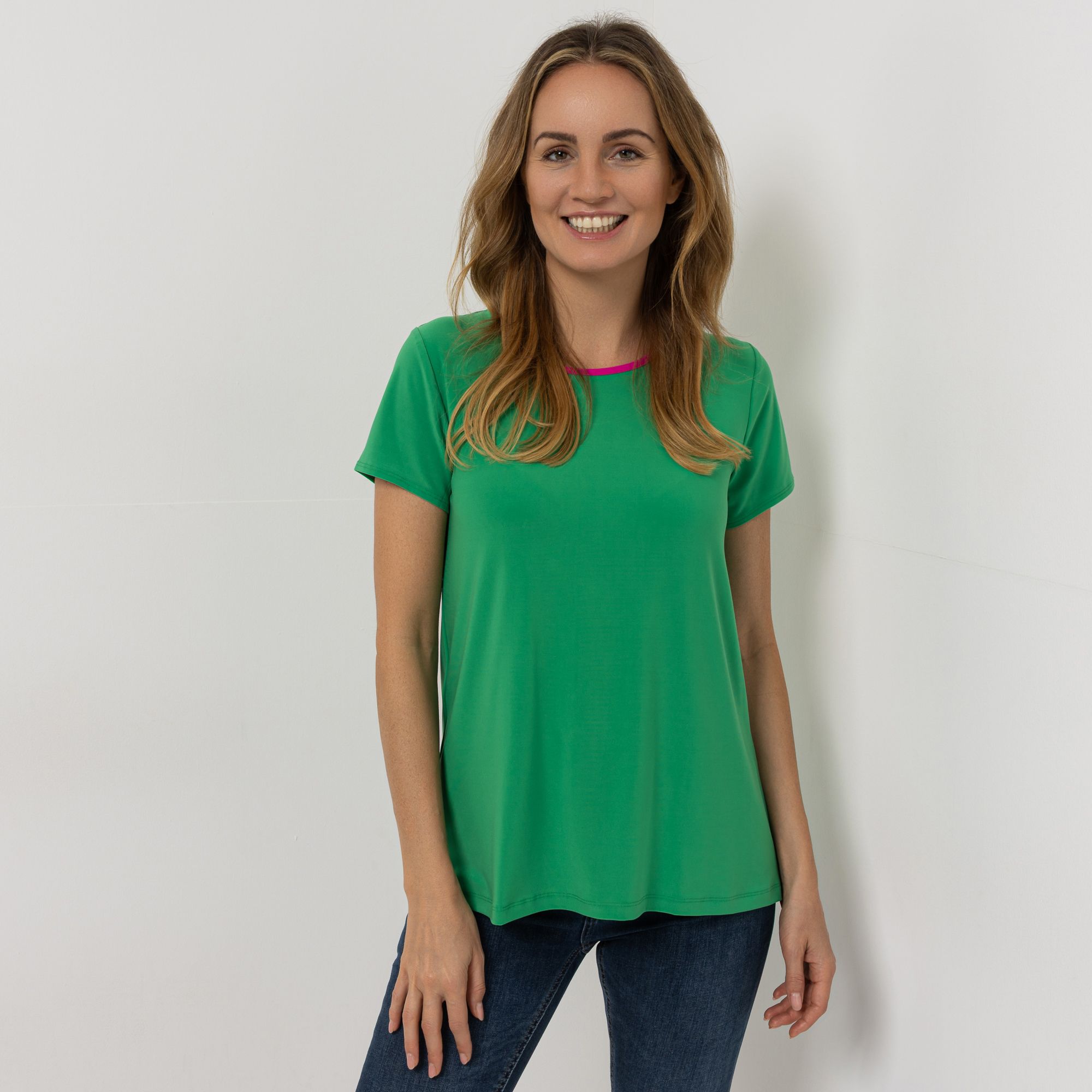 KIM & CO. Shirt, 1/4-Arm Deluxe Brazil Knit Kontrast-Detail figurumspielend