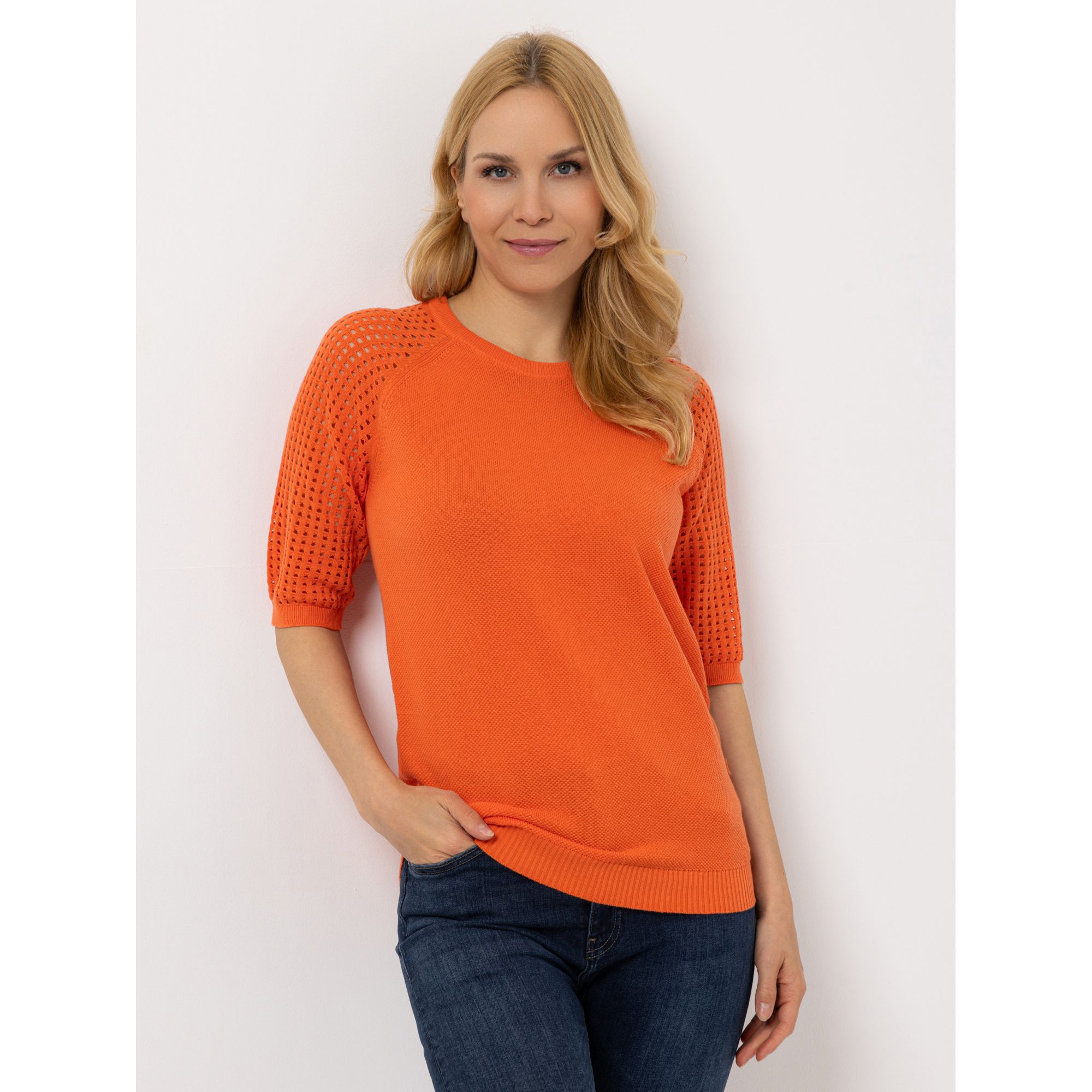 DAWID by Dawid Tomaszewski Pullover, 1/2-Arm Lochmusterdesign figurumspielend