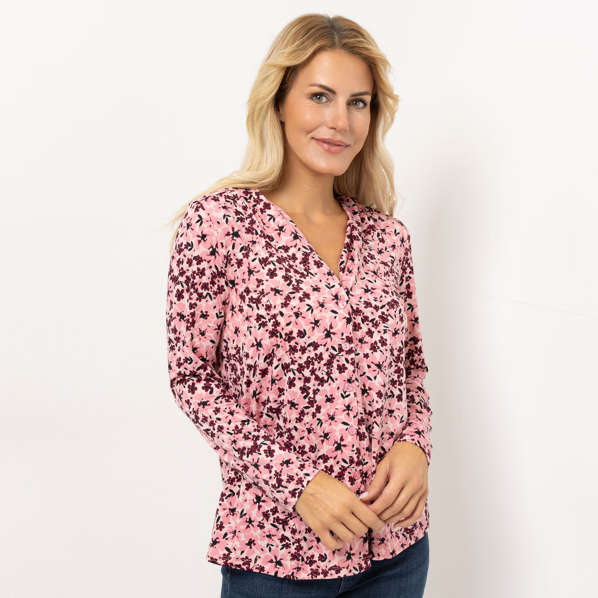 KIM & CO. Shirt, Langarm Brazil Knit Jersey Knopfleiste figurumspielend