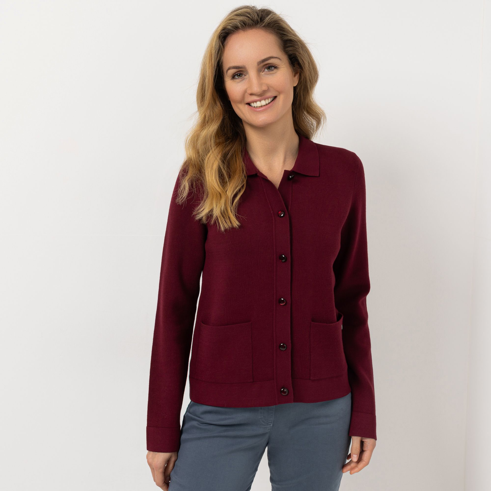 EVA LUTZ Cardigan Knopfleiste mit Taschen figurumspielend