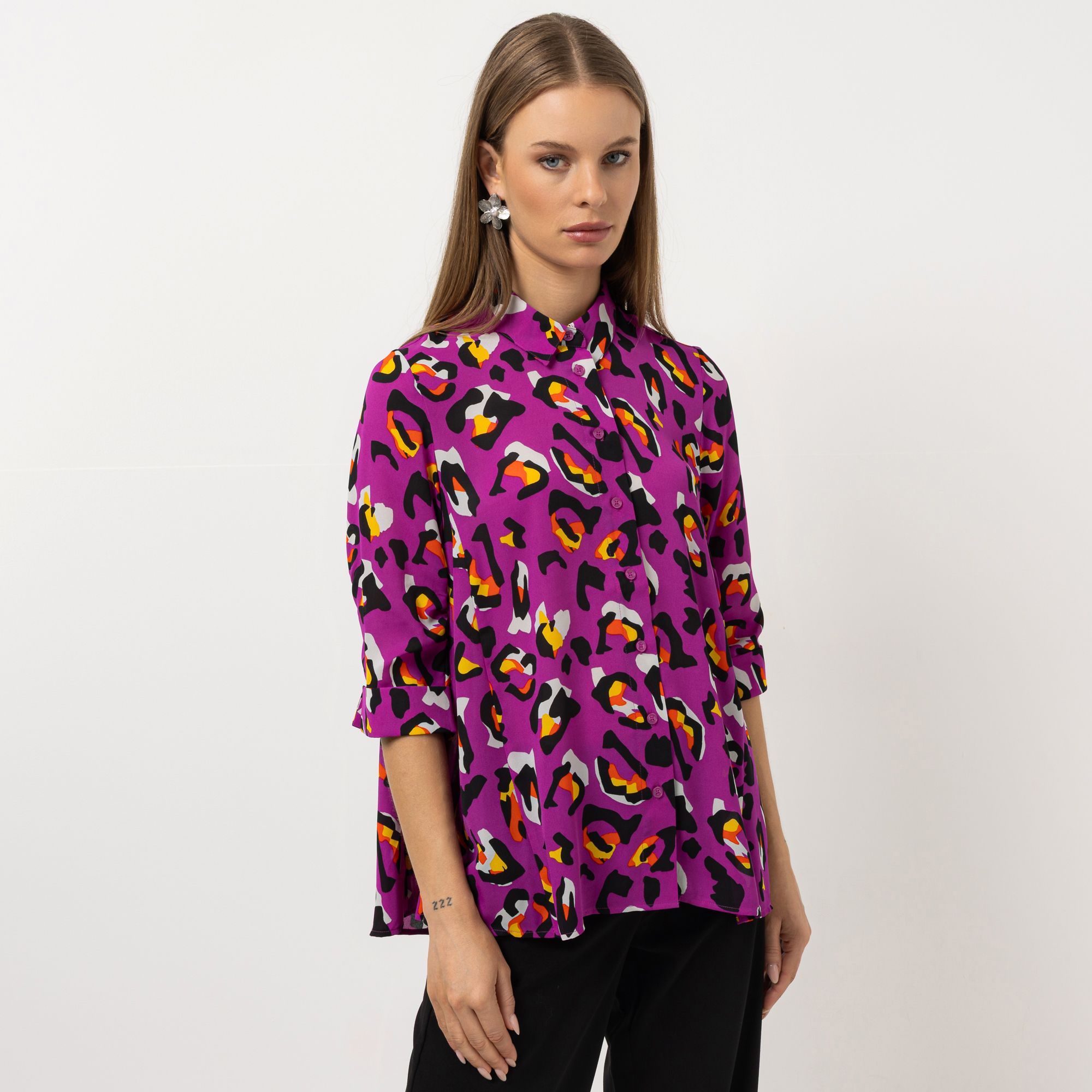 STEFFEN SCHRAUT Bluse Capri 3/4-Arm geraffter Ärmel leger weit