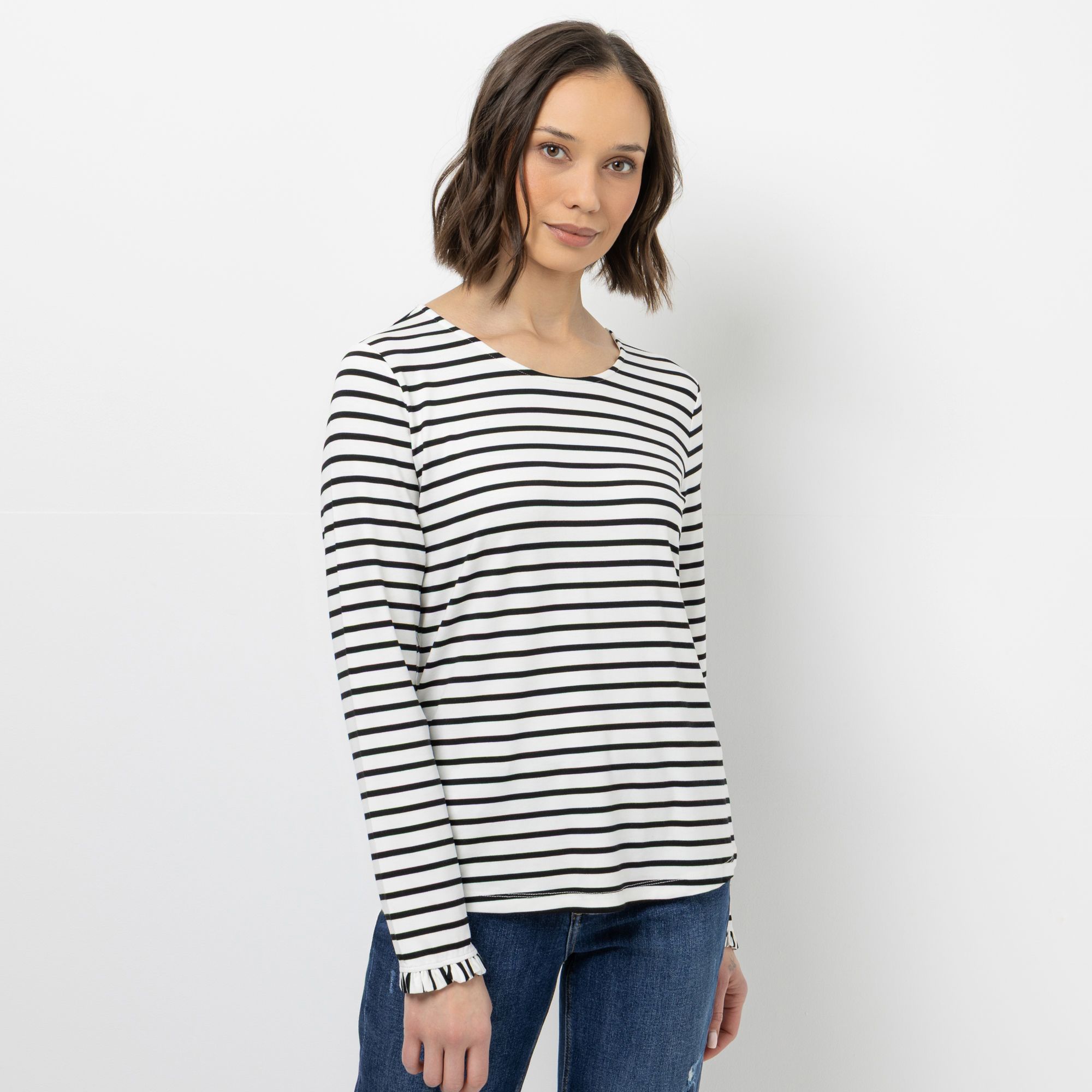 STEFFEN SCHRAUT Shirt Rundhalsausschnitt Rüschendetail figurumspielend