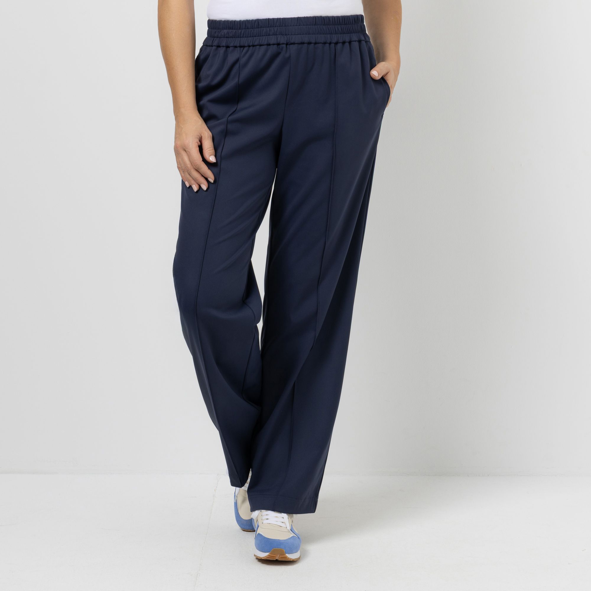 ANNA VON GRIESHEIM Hose, 1/1-Länge technische Ware Rundumdehnbund weites Bein