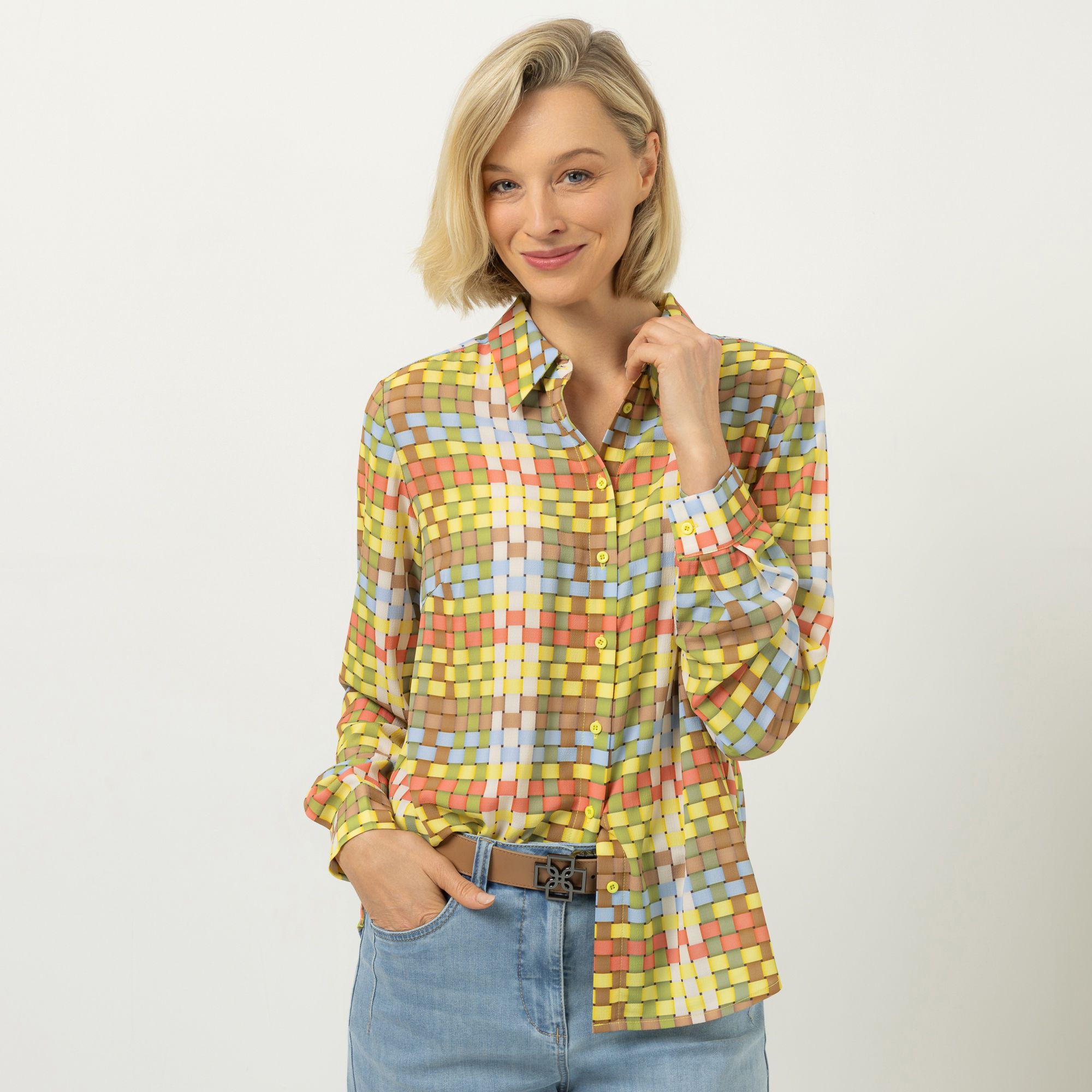 DAWID by Dawid Tomaszewski Bluse, langarm Knopfleiste figurumspielend