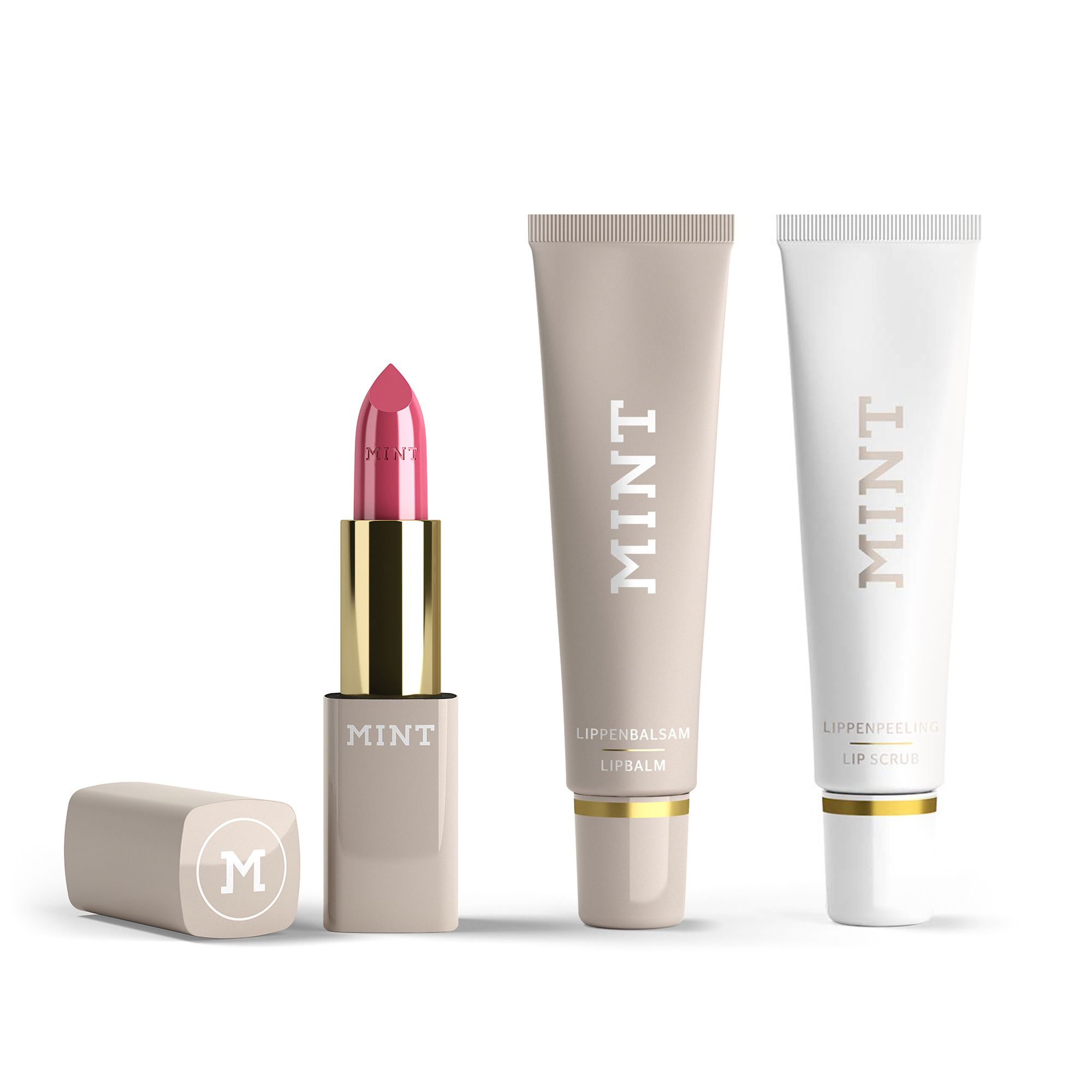 MINT GESICHTSPFLEGE Lippenpeeling & Lippenbalsam mit MAKE UP Lippenstift