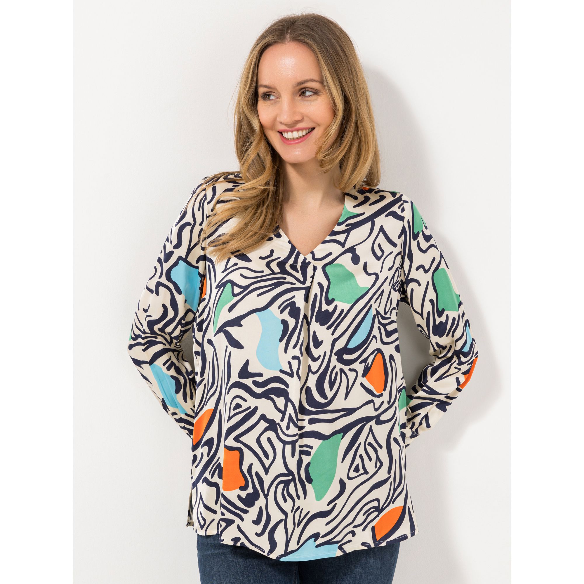 EVA LUTZ Bluse, Langarm Seitenschlitze mit ECOVERO Viskose leger weit