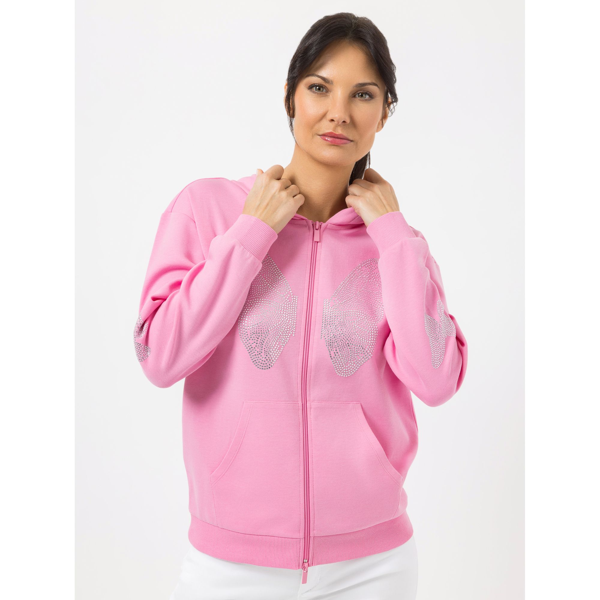 STEFFEN SCHRAUT Sweatshirt mit Reißverschluss Strass-Details figurumspielend