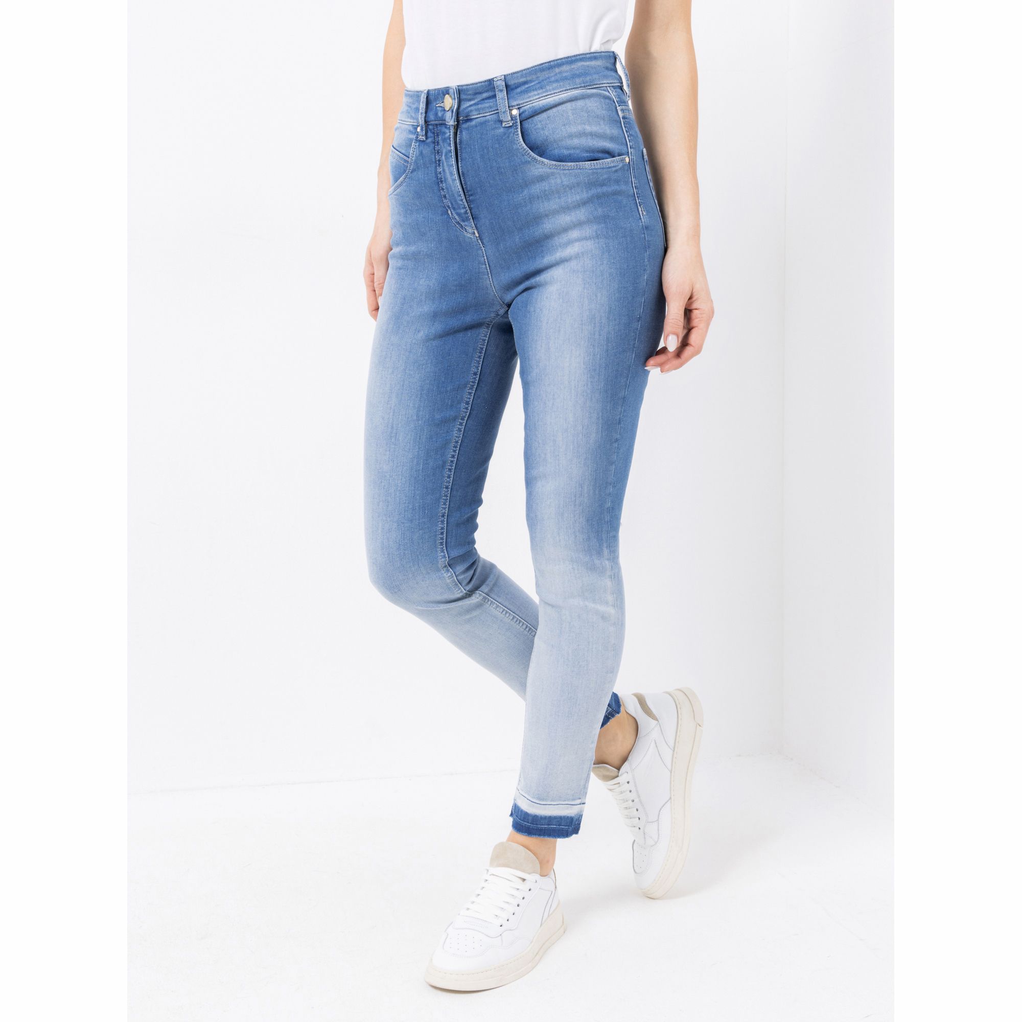 DAWID by Dawid Tomaszewski Jeanshose knöchellang offener Saum schmales Bein