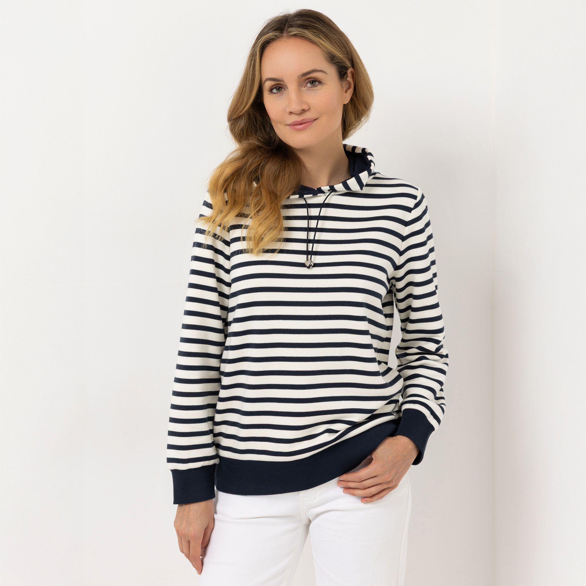 STRANDFEIN Sweatshirt mit Kapuze Rippbundabschlüsse figurumspielend