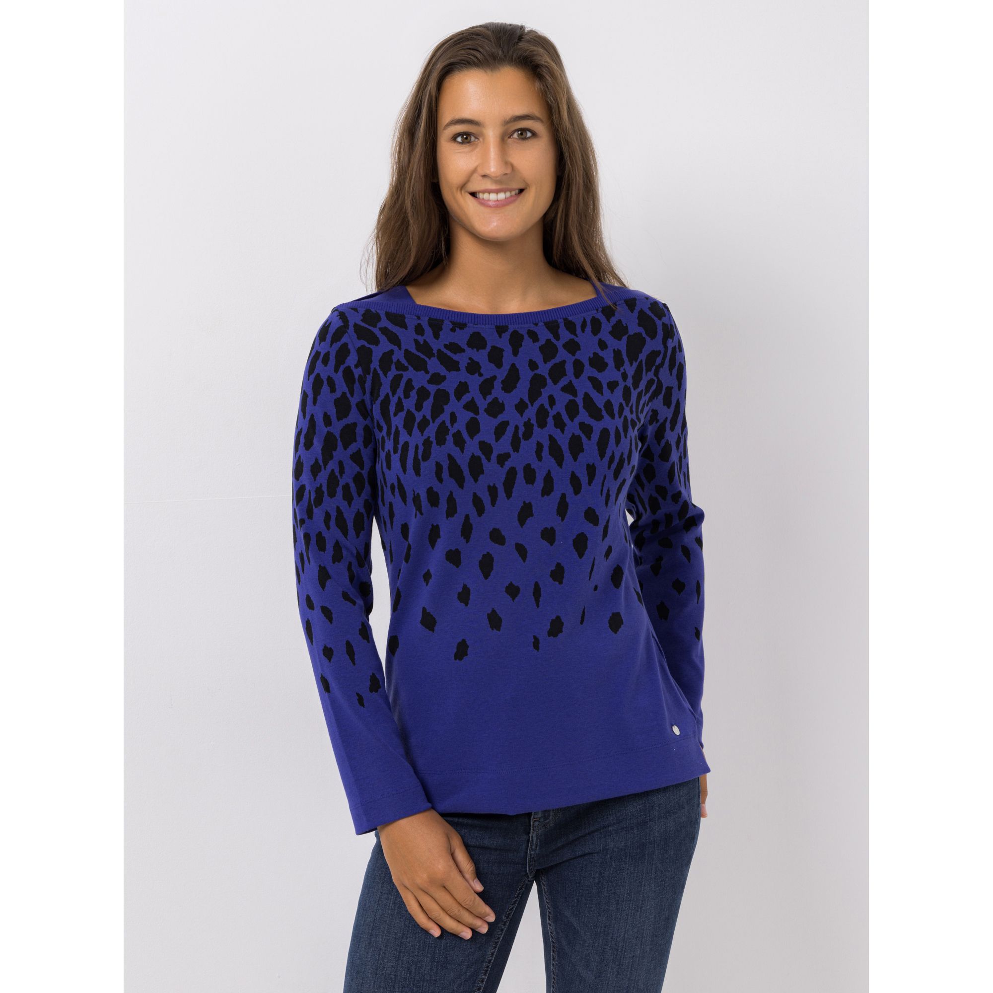 EVA LUTZ Pullover Zierausschnitt Seitenschlitze figurumspielend