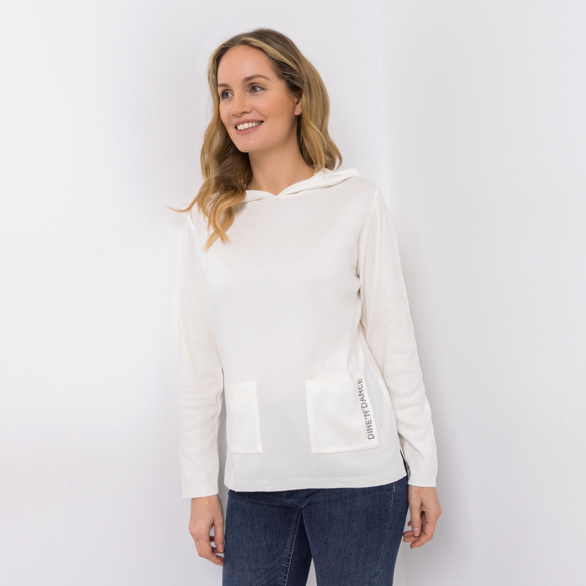 DINE 'N' DANCE Pullover, 1/1-Arm Kapuze aufgesetzte Tasche figurumspielend