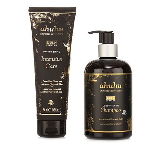 ahuhu organic hair care Gold Limited Luxury Shine Shampoo 500ml Intensive Care 250ml