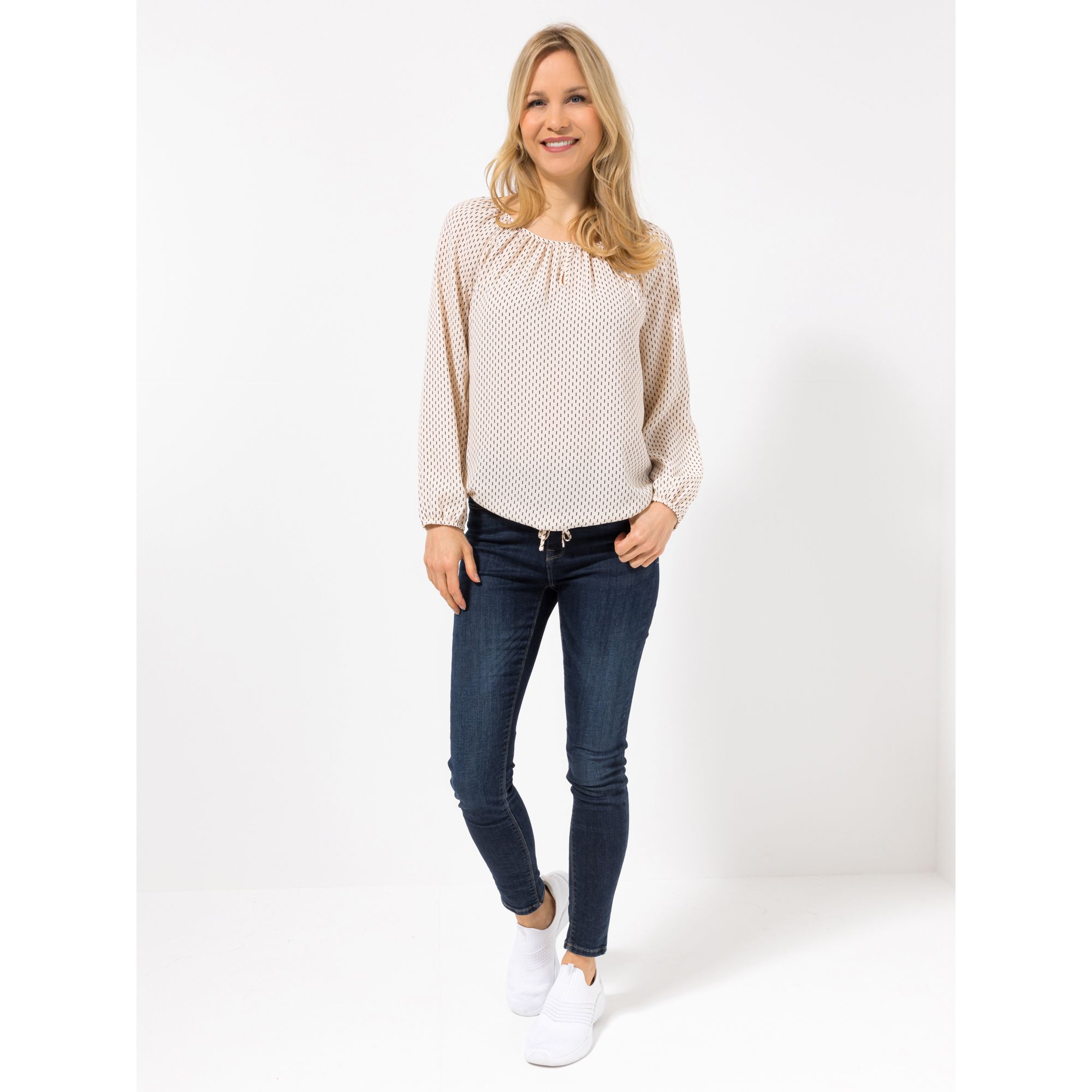 EVA LUTZ Bluse, 1/1-Arm Bindeband 100% recyceltes PES leger weit