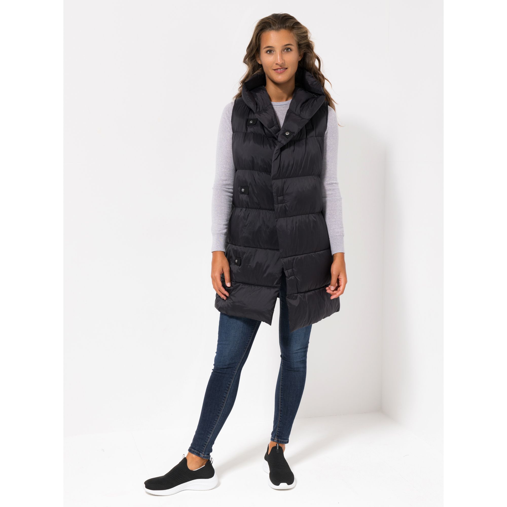 ANNI FOR FRIENDS Steppweste Kapuze Seitennahtschlitze figurumspielend