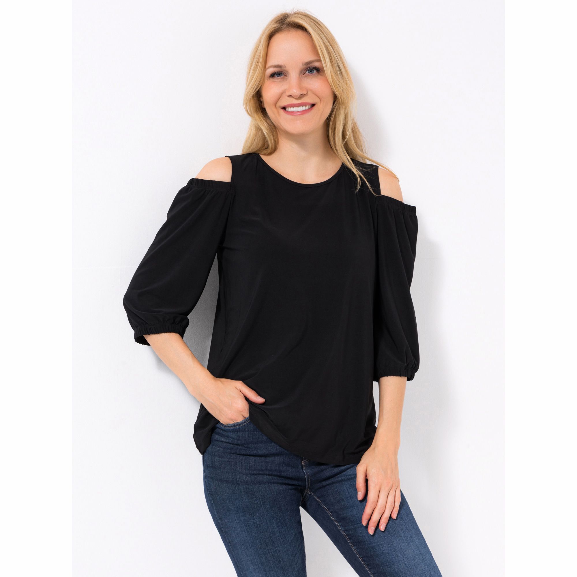 KIM & CO. Shirt, 3/4-Arm Brazil Knit Jersey offener Schulterpart figurumspielend