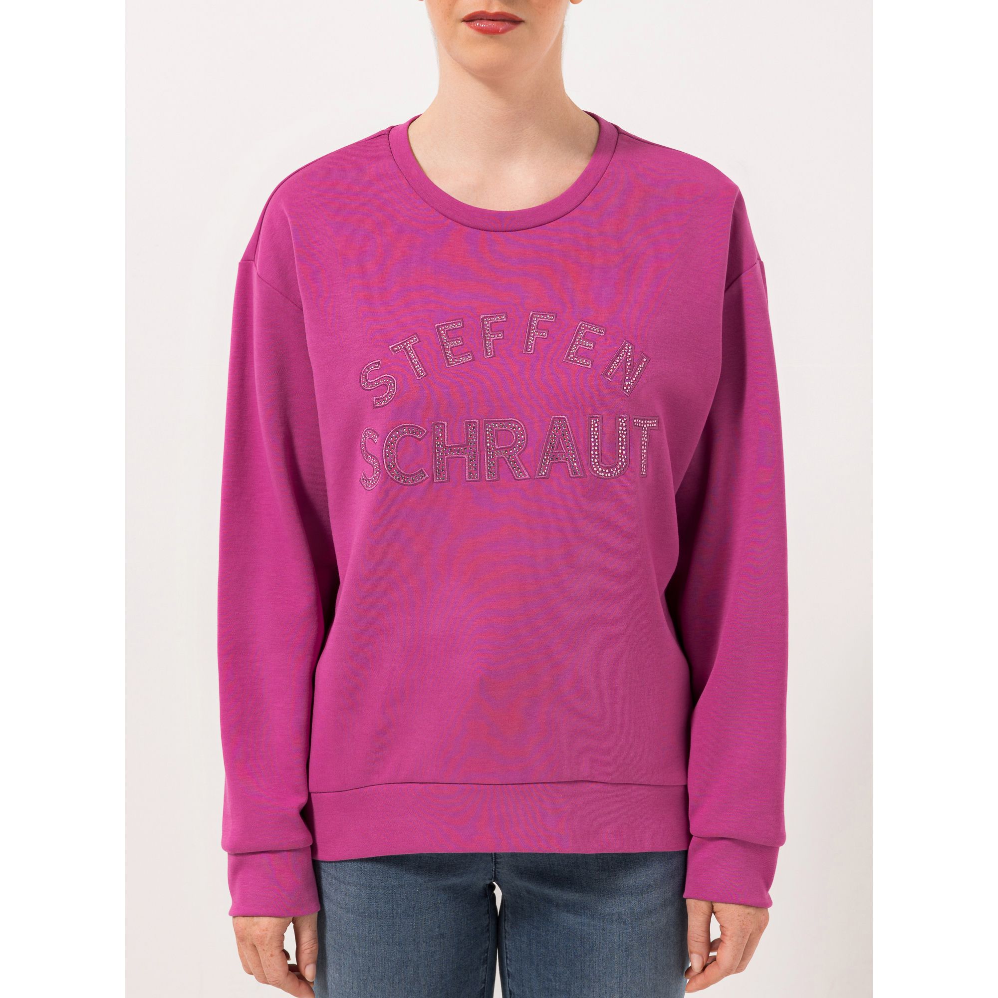 STEFFEN SCHRAUT Sweatshirt Rundhalsausschnitt Strass-Applikation leger weit