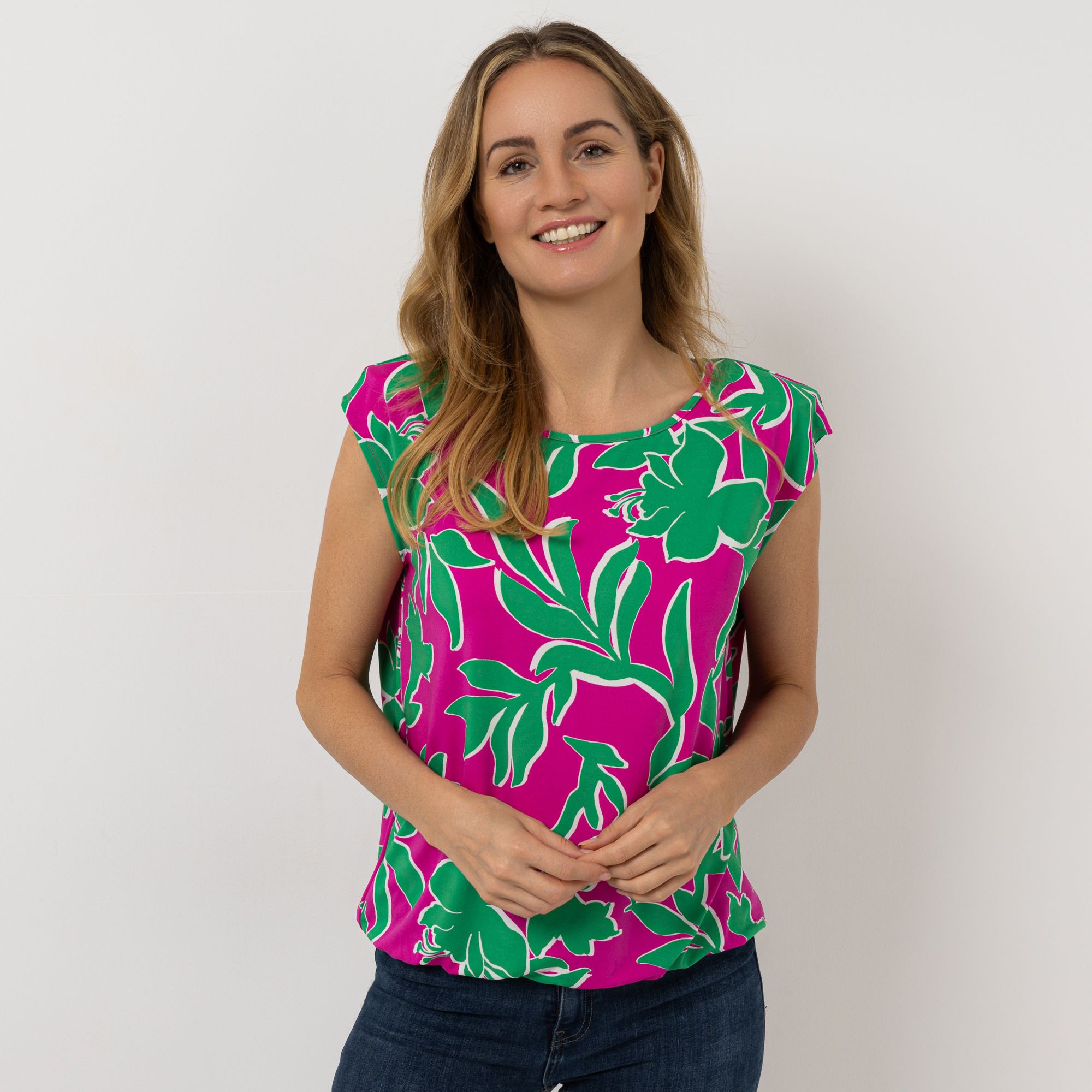 KIM & CO. Top mit Bündchen Brazil Knit Jersey Rundhalsausschnitt leger weit