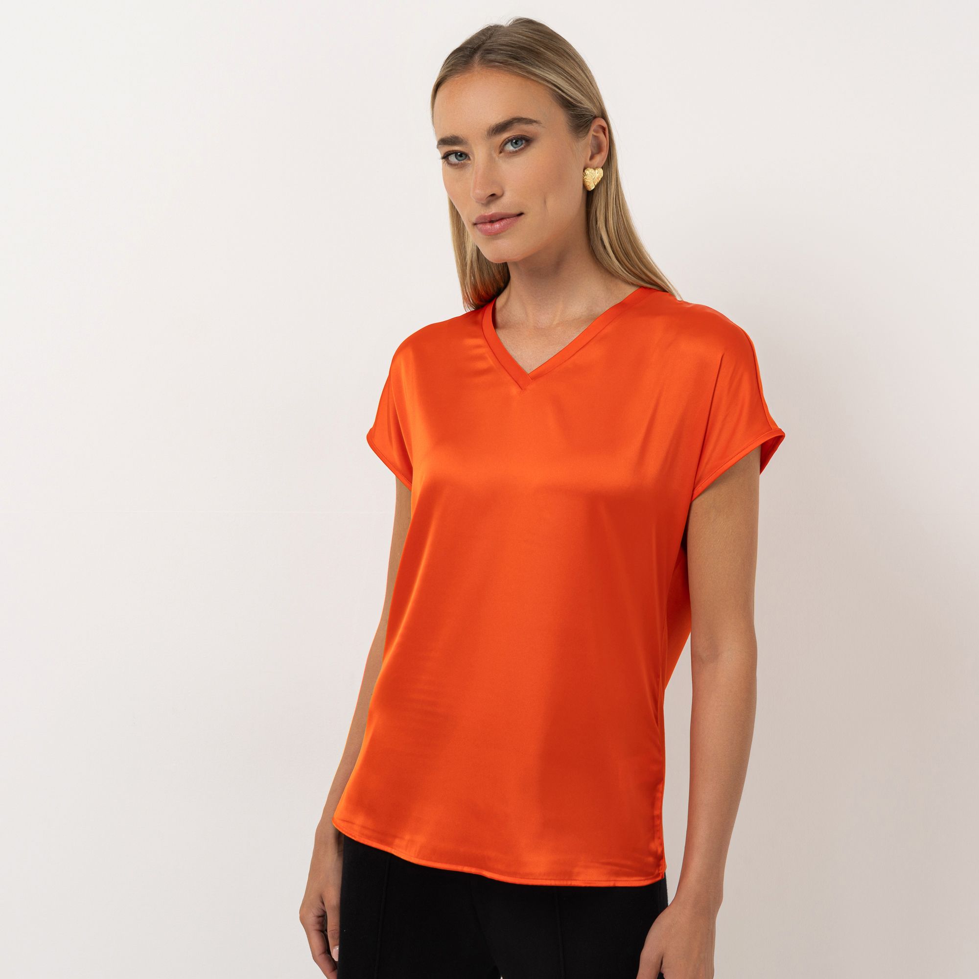 STEFFEN SCHRAUT Shirt, 1/2 Arm V-Ausschnitt Materialmix leger weit