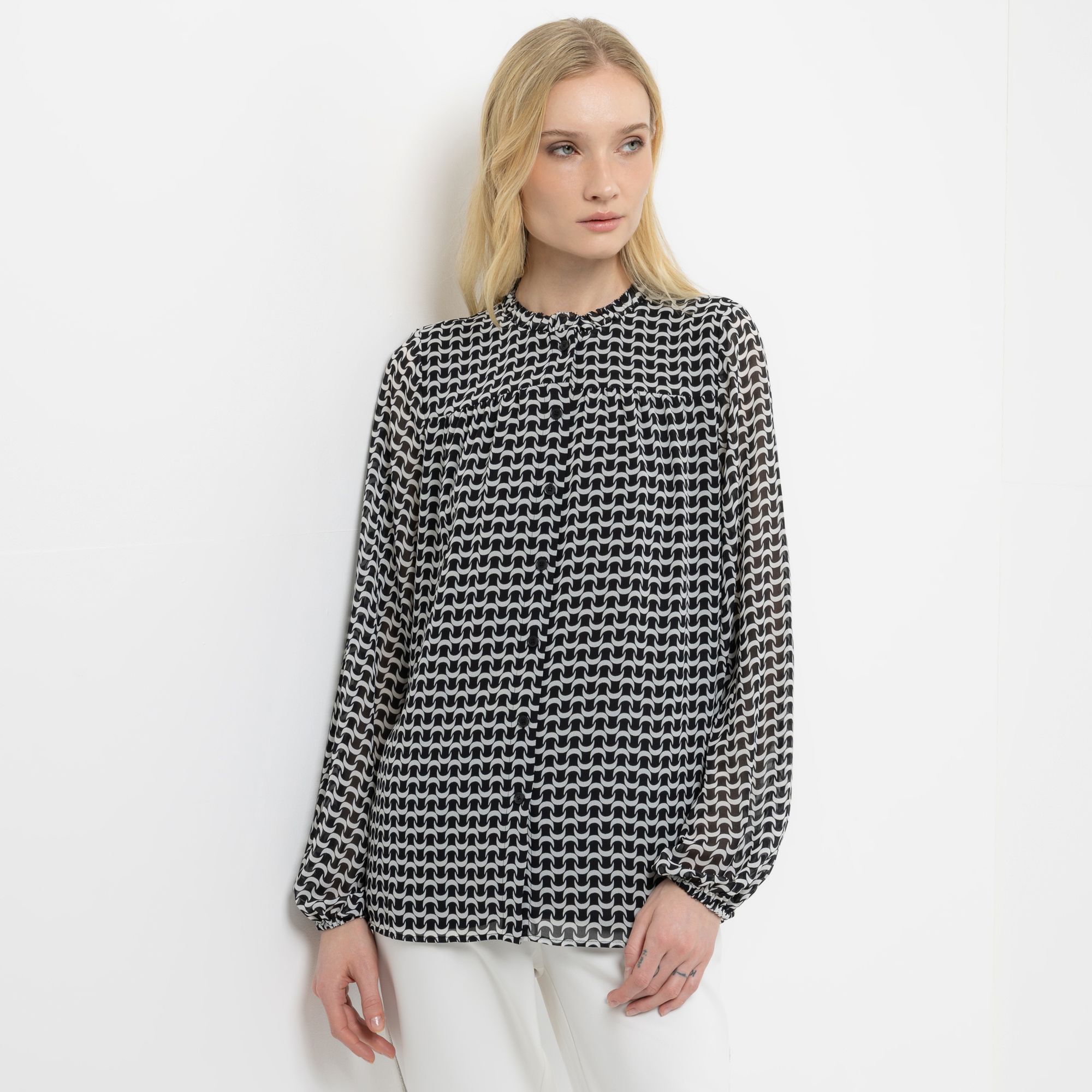 STEFFEN SCHRAUT Bluse Java Stehkragen gefütterter Body leger weit