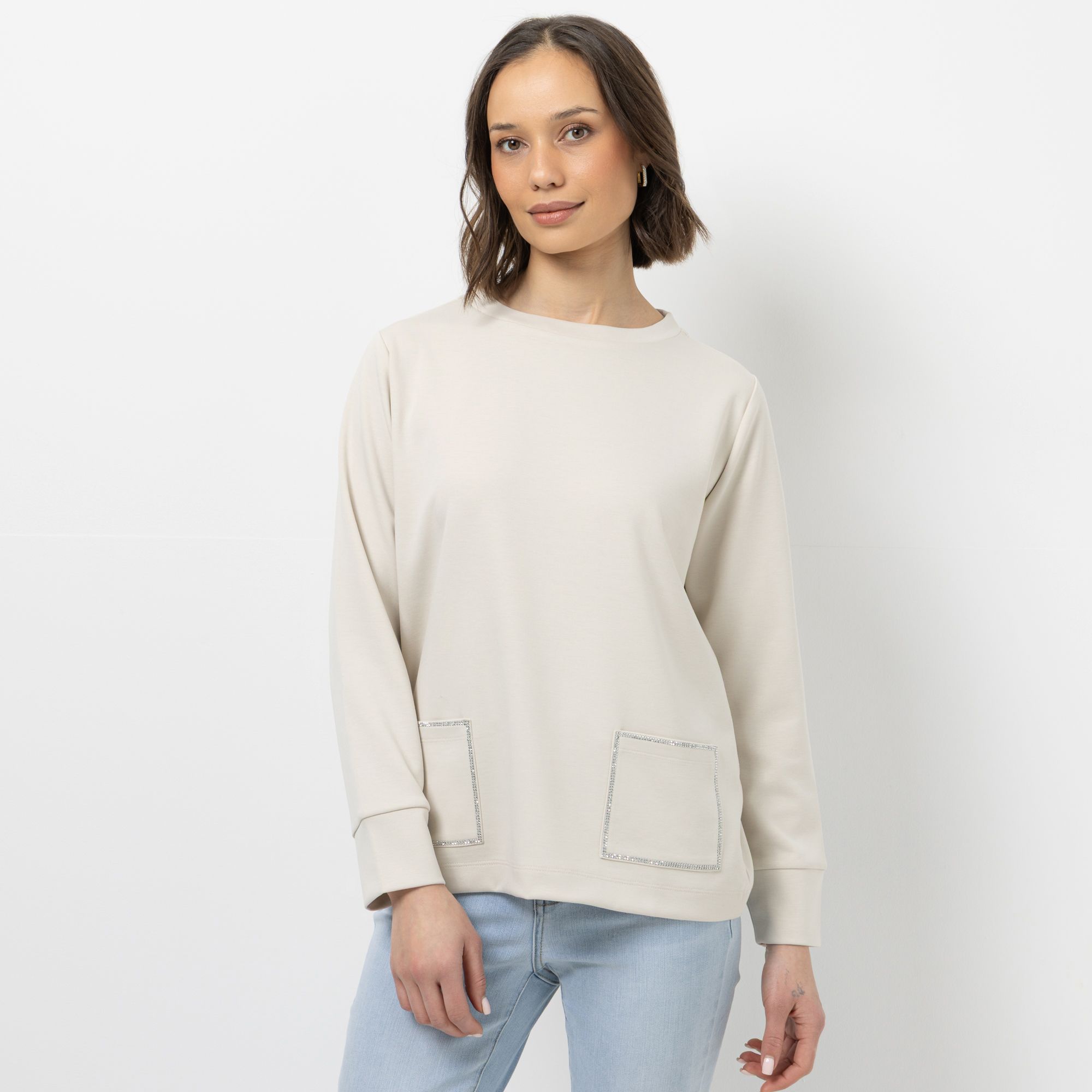 STEFFEN SCHRAUT Sweatshirt Rundhalsausschnitt Glitzerdetails leger weit