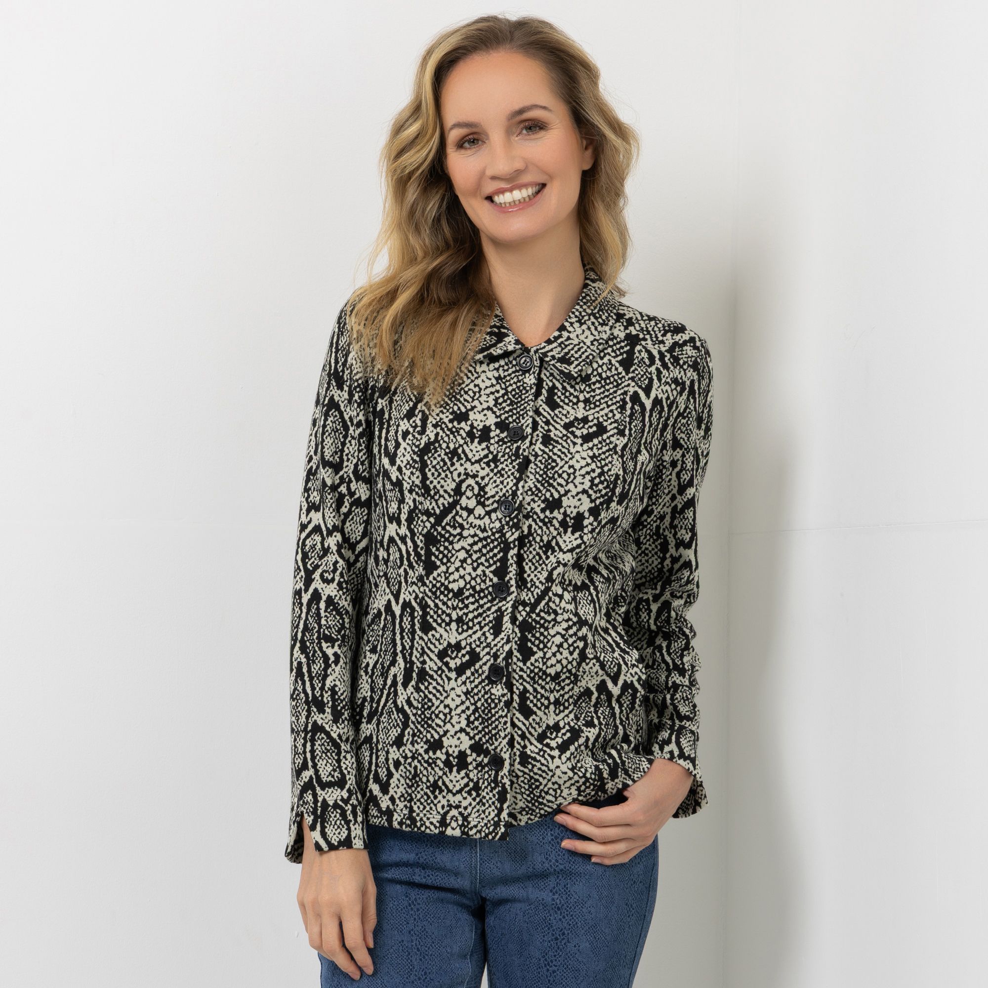 EVA LUTZ Jersey-Blazer Eingrifftaschen Knopfleiste figurumspielend