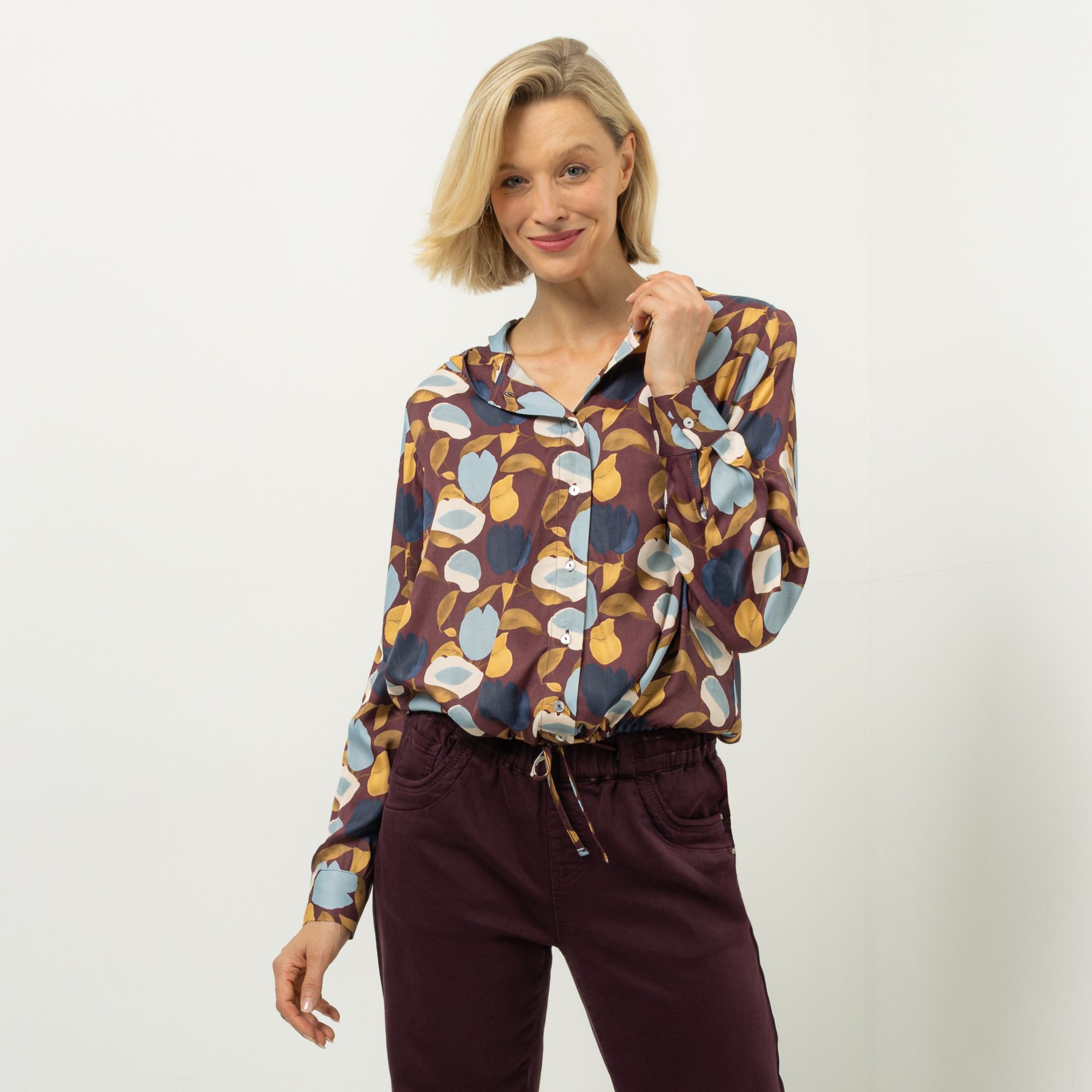 DINE 'N' DANCE Bluse Langarm Bindeband leger weit