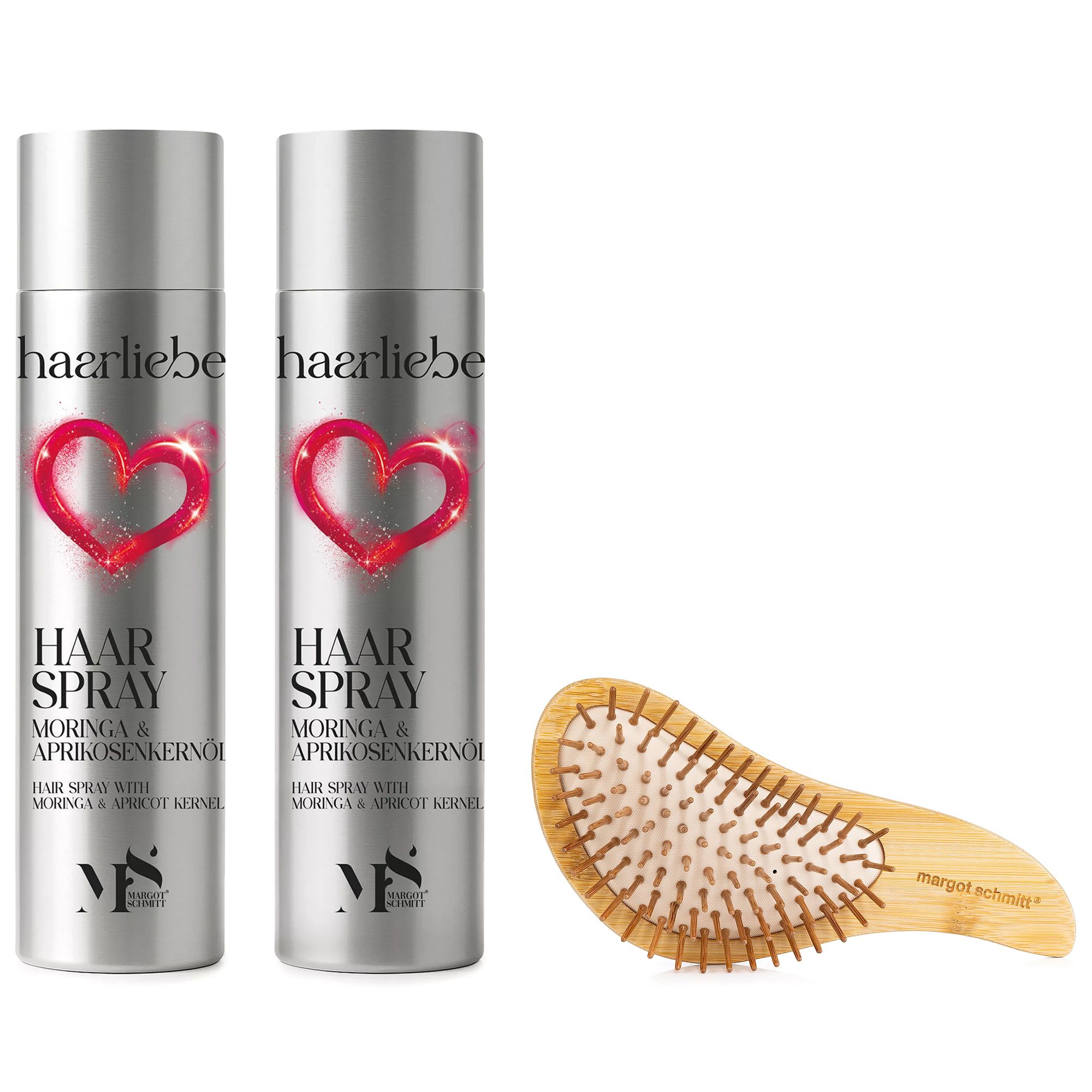 MARGOT SCHMITT® Haarliebe Haarspray mit Moringa 2x 300ml, Anti Haarbruchbürste