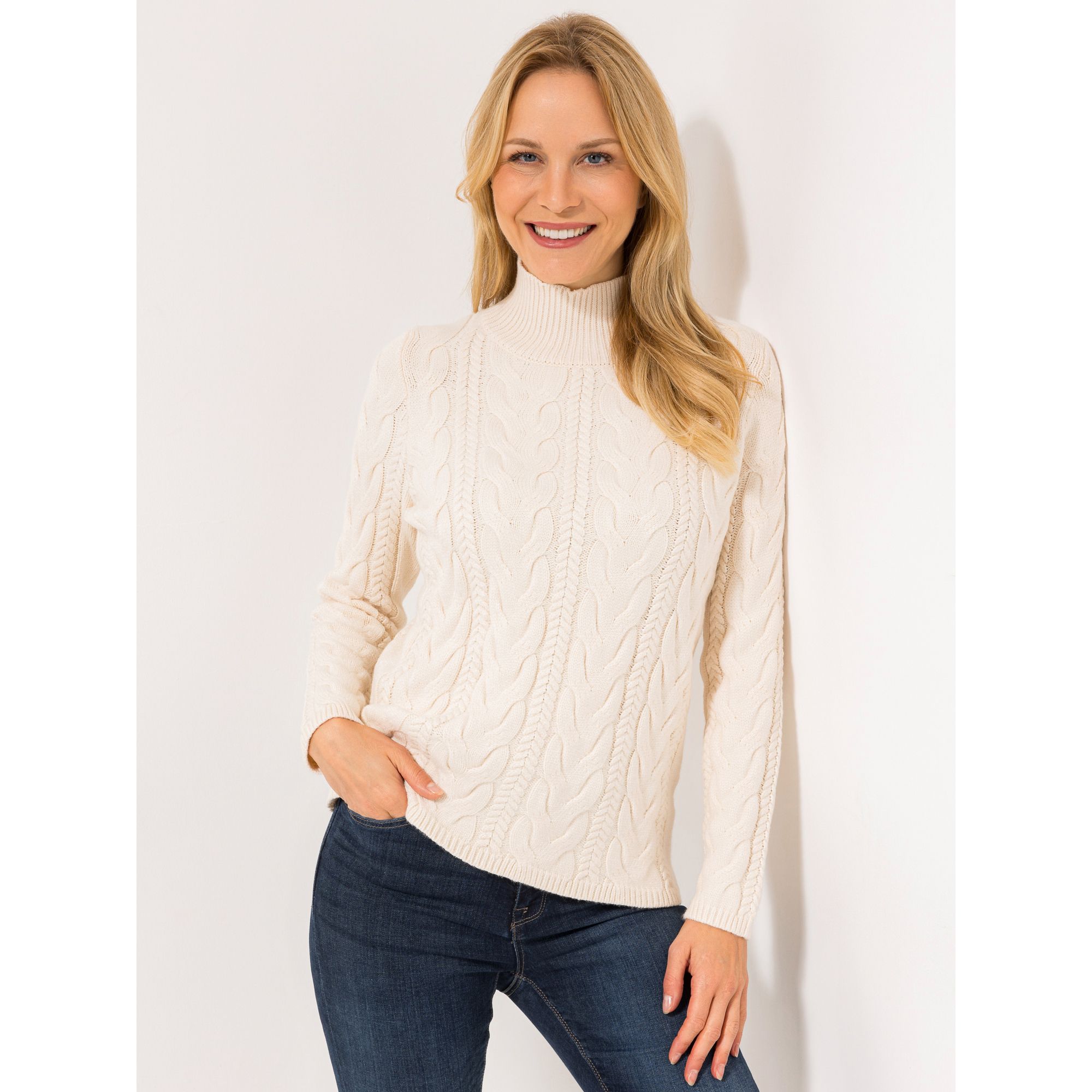 ANNI FOR FRIENDS Pullover Stehkragen Strukturstrick figurumspielend