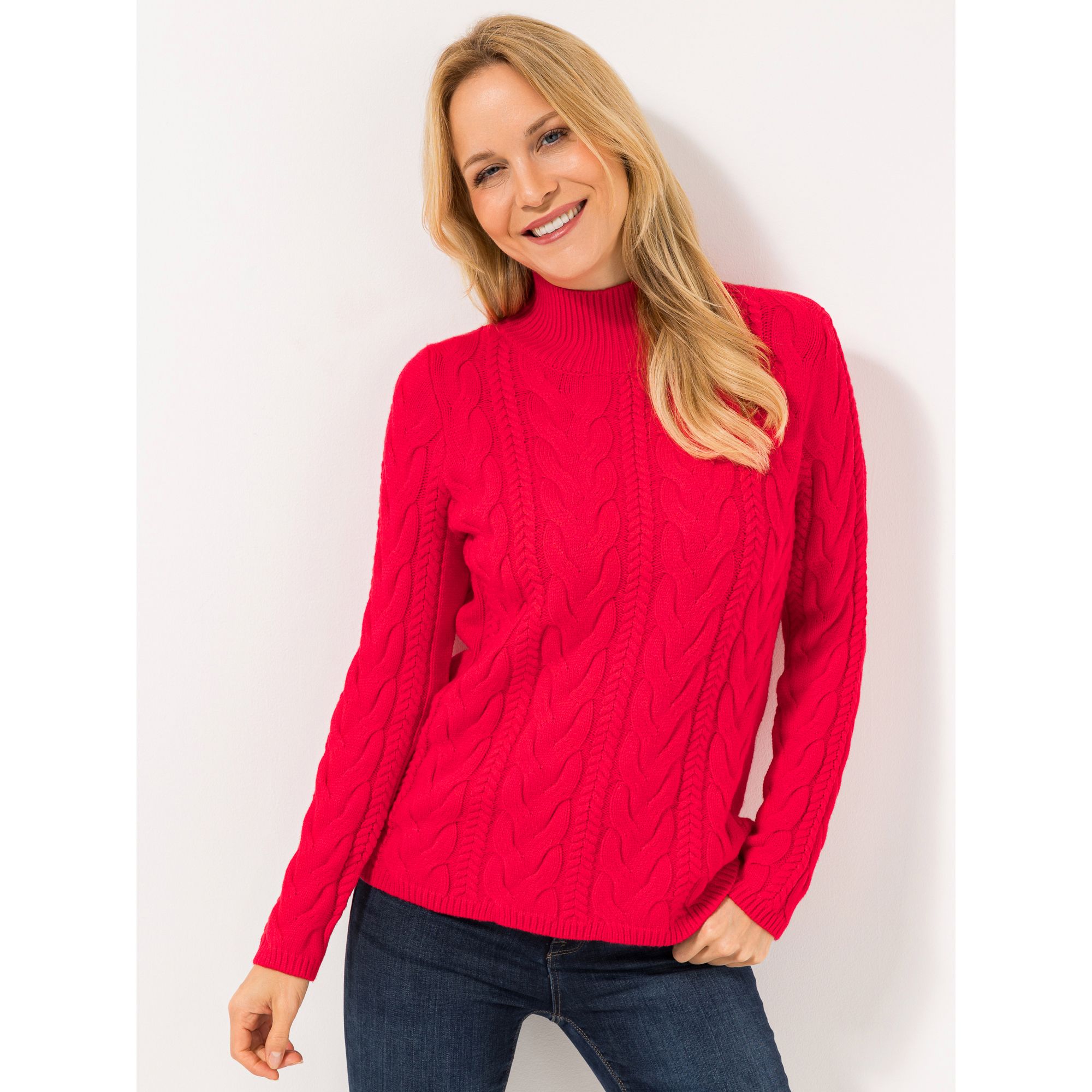 ANNI FOR FRIENDS Pullover Stehkragen Strukturstrick figurumspielend