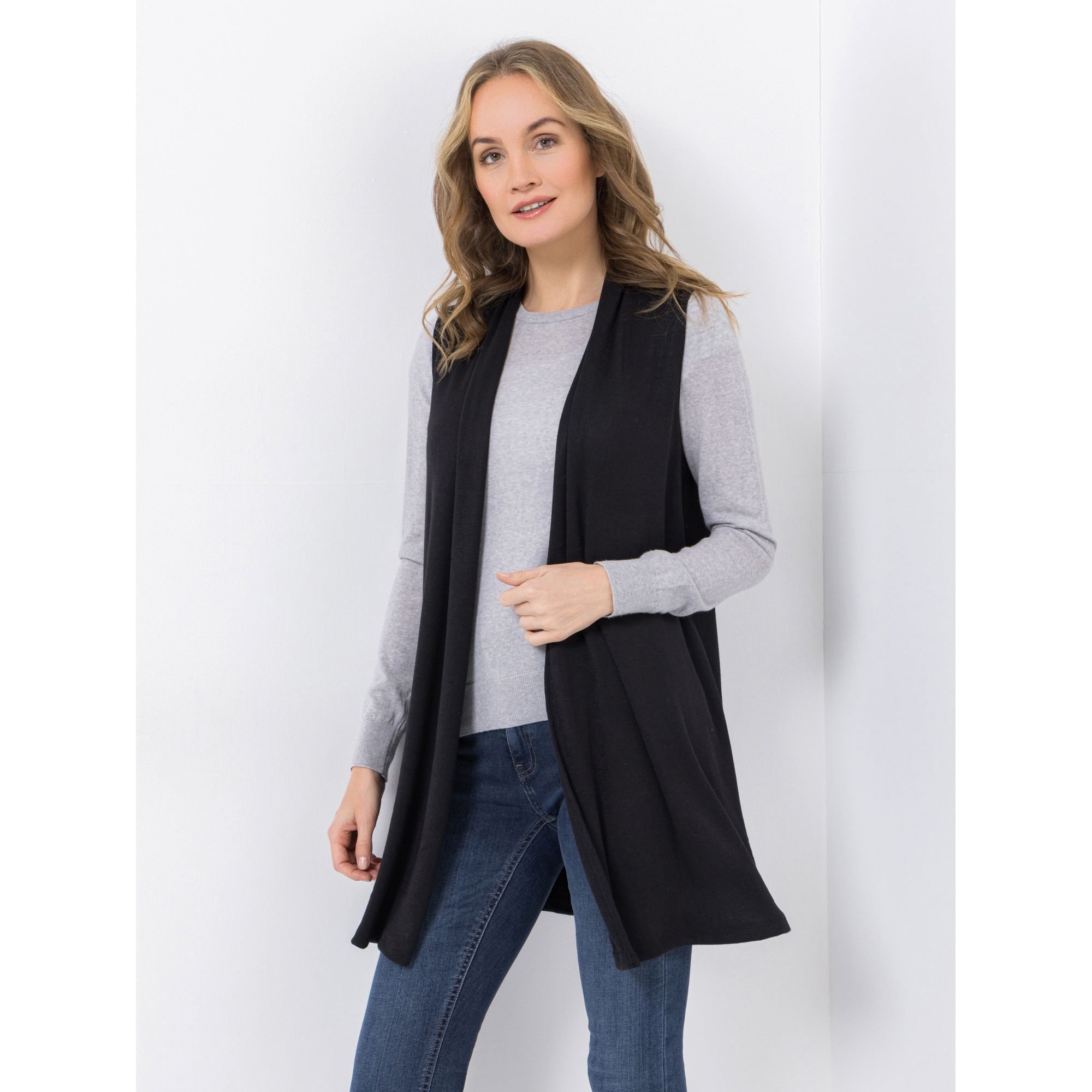 KIM & CO. Weste Feinstrick-Optik offene Front figurumspielend