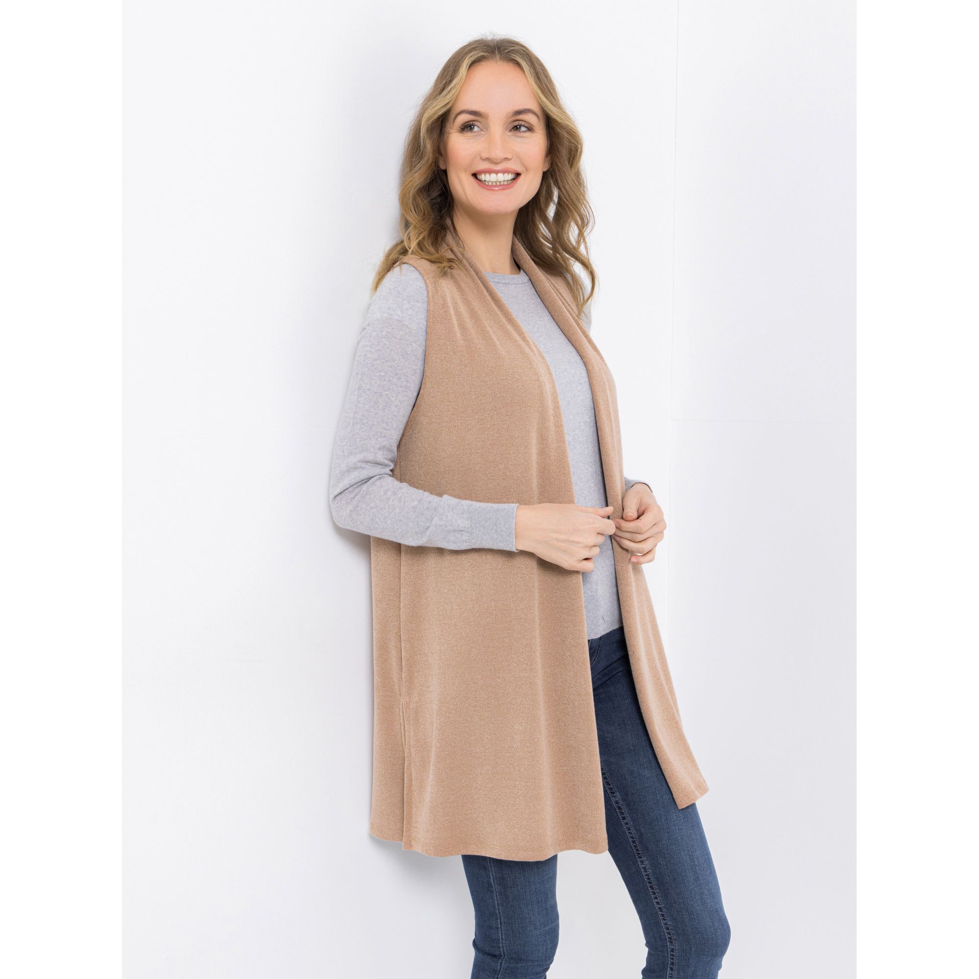 KIM & CO. Weste Feinstrick-Optik offene Front figurumspielend