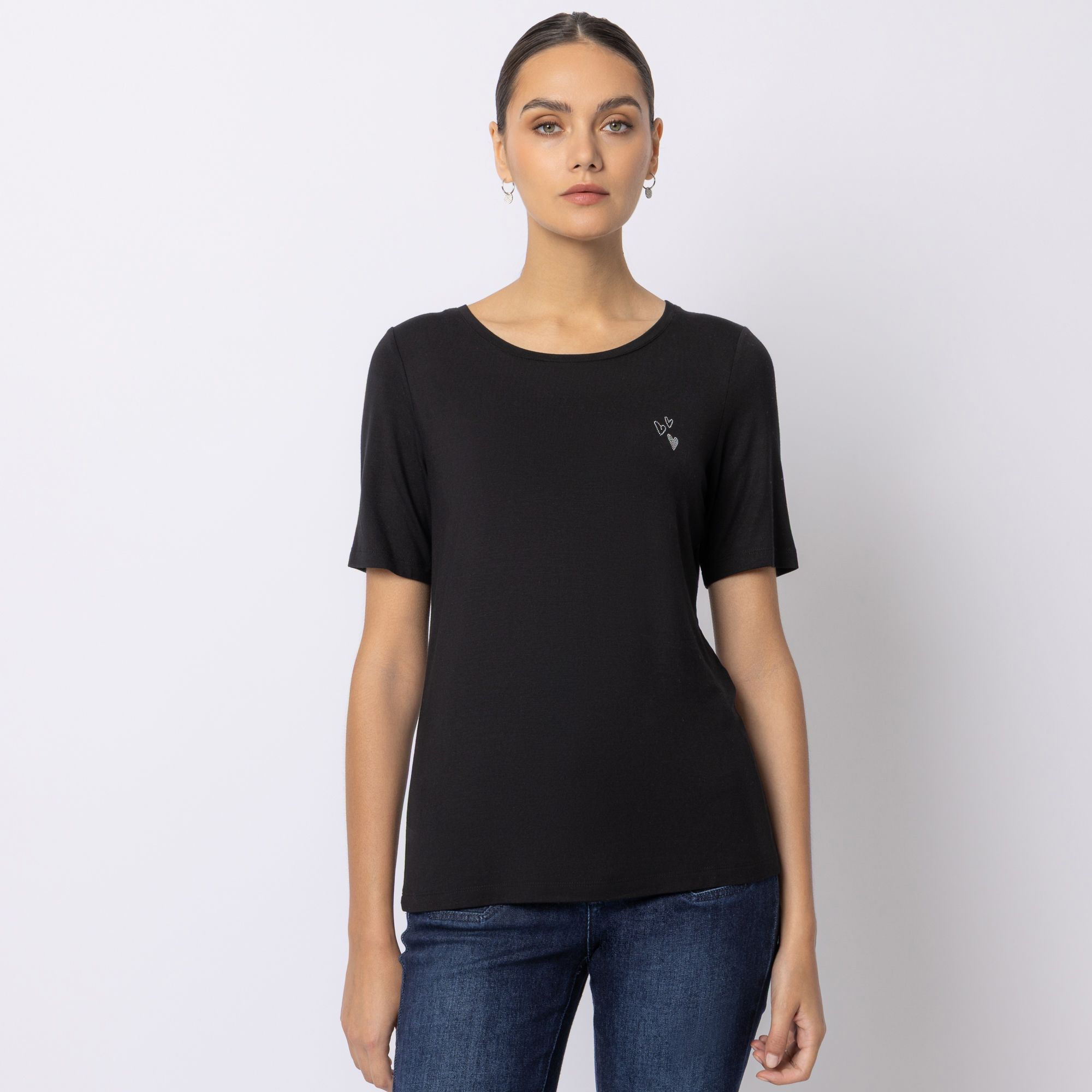 STEFFEN SCHRAUT Shirt, 1/2 Arm Rundhalsausschnitt Herzmotiv aus ECOVERO™ Viskose