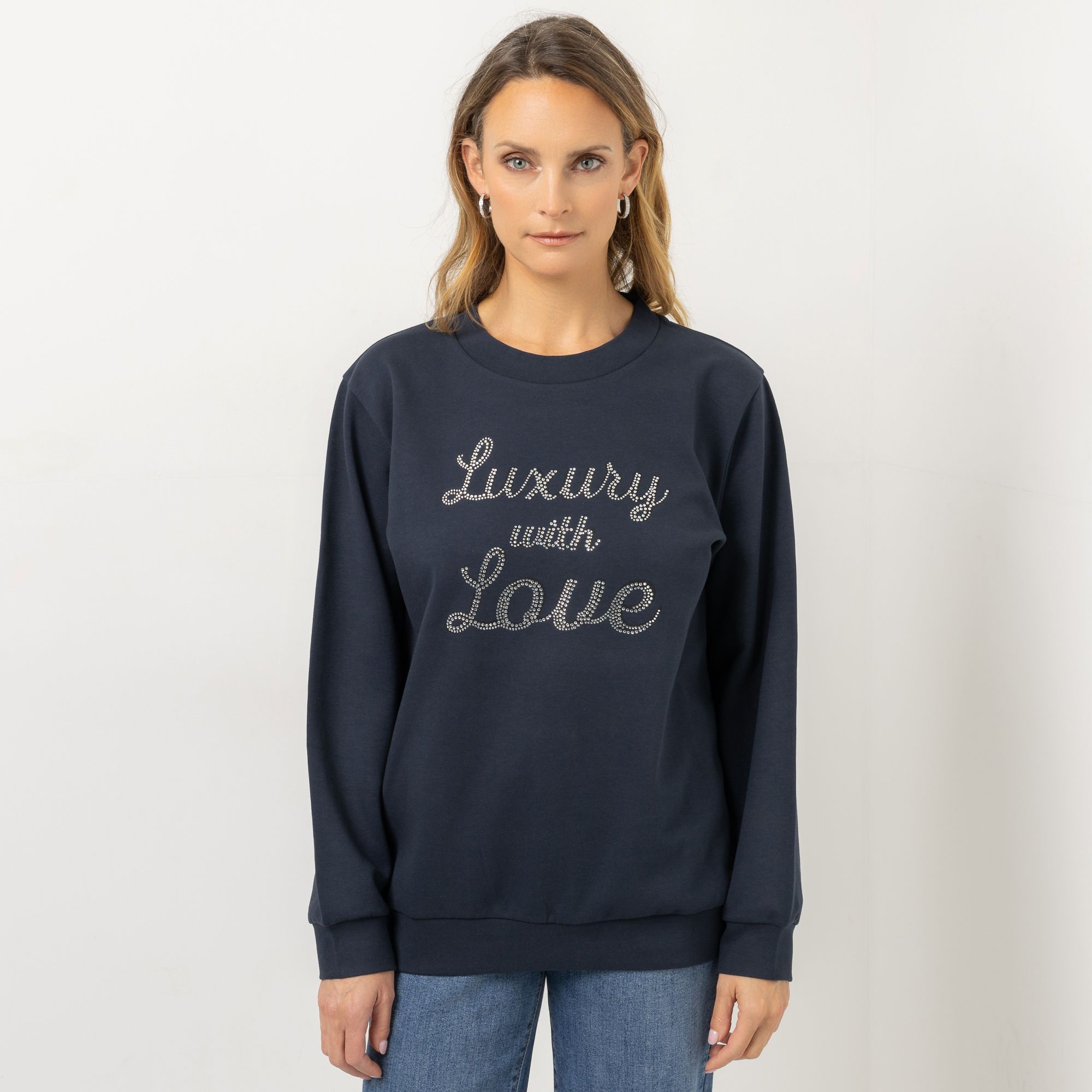 STEFFEN SCHRAUT Sweatshirt, Langarm Rundhalsauschnitt Strasssteine leger weit