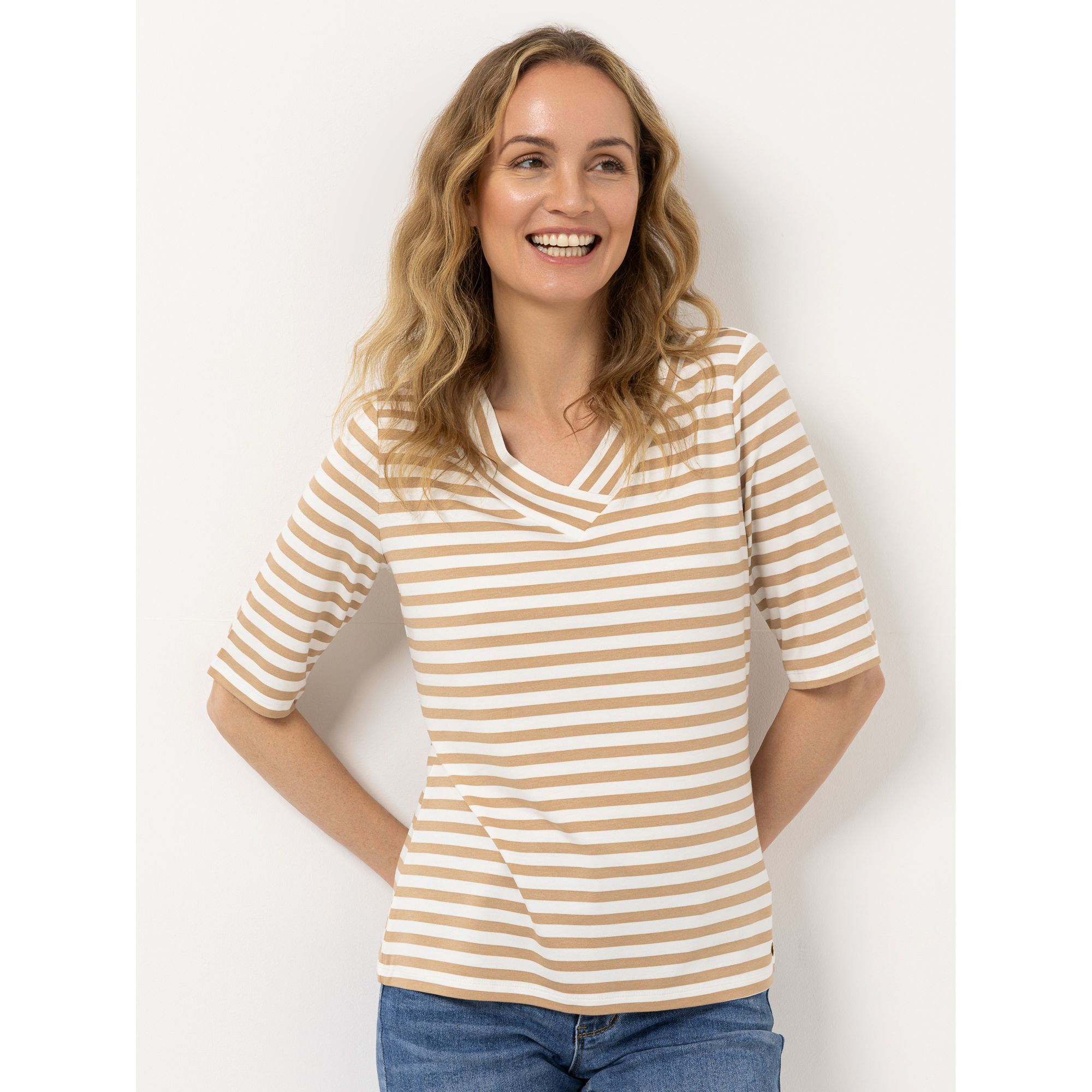 STRANDFEIN Shirt, 1/2 Arm V-Ausschnitt mit ECOVERO Viskose figurumspielend