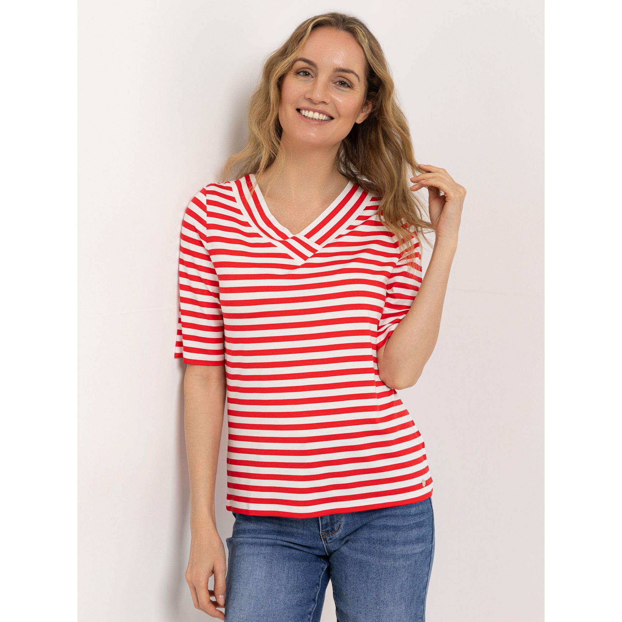 STRANDFEIN Shirt, 1/2 Arm V-Ausschnitt mit ECOVERO Viskose figurumspielend