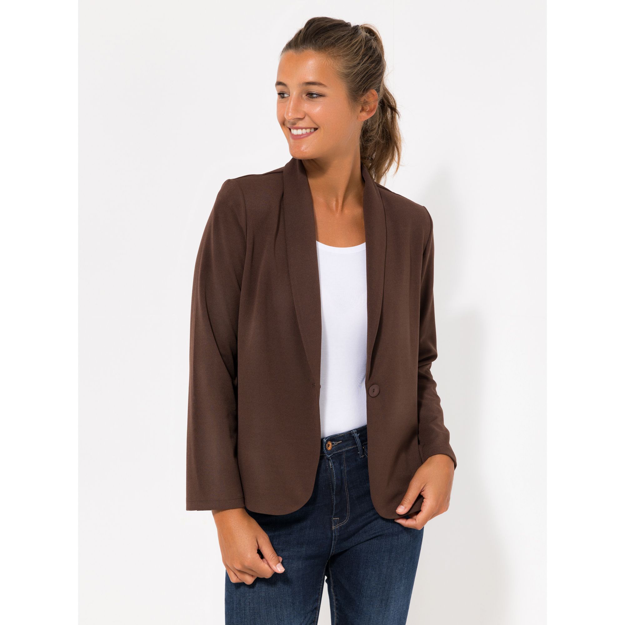 KIM & CO. Blazer, 1/1-Arm Ponti Knit Jersey 1 Knopf Verschluss figurumspielend