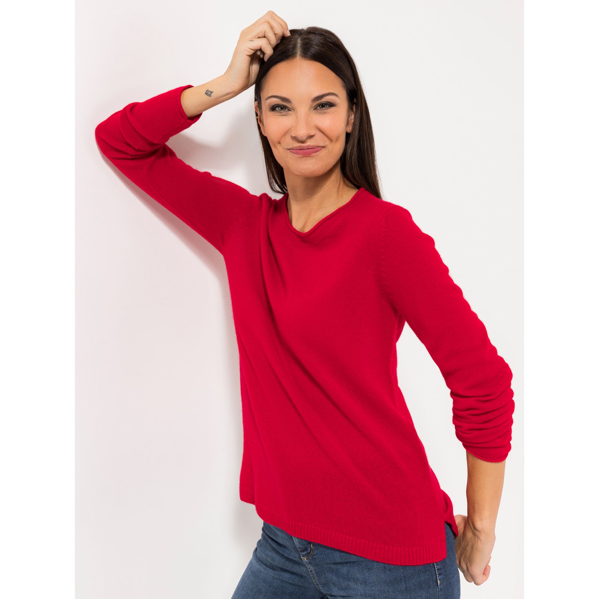 STEFFEN SCHRAUT Pullover, 1/1-Arm Rollsaum, Schlitze 100% Kaschmir figurumspielend