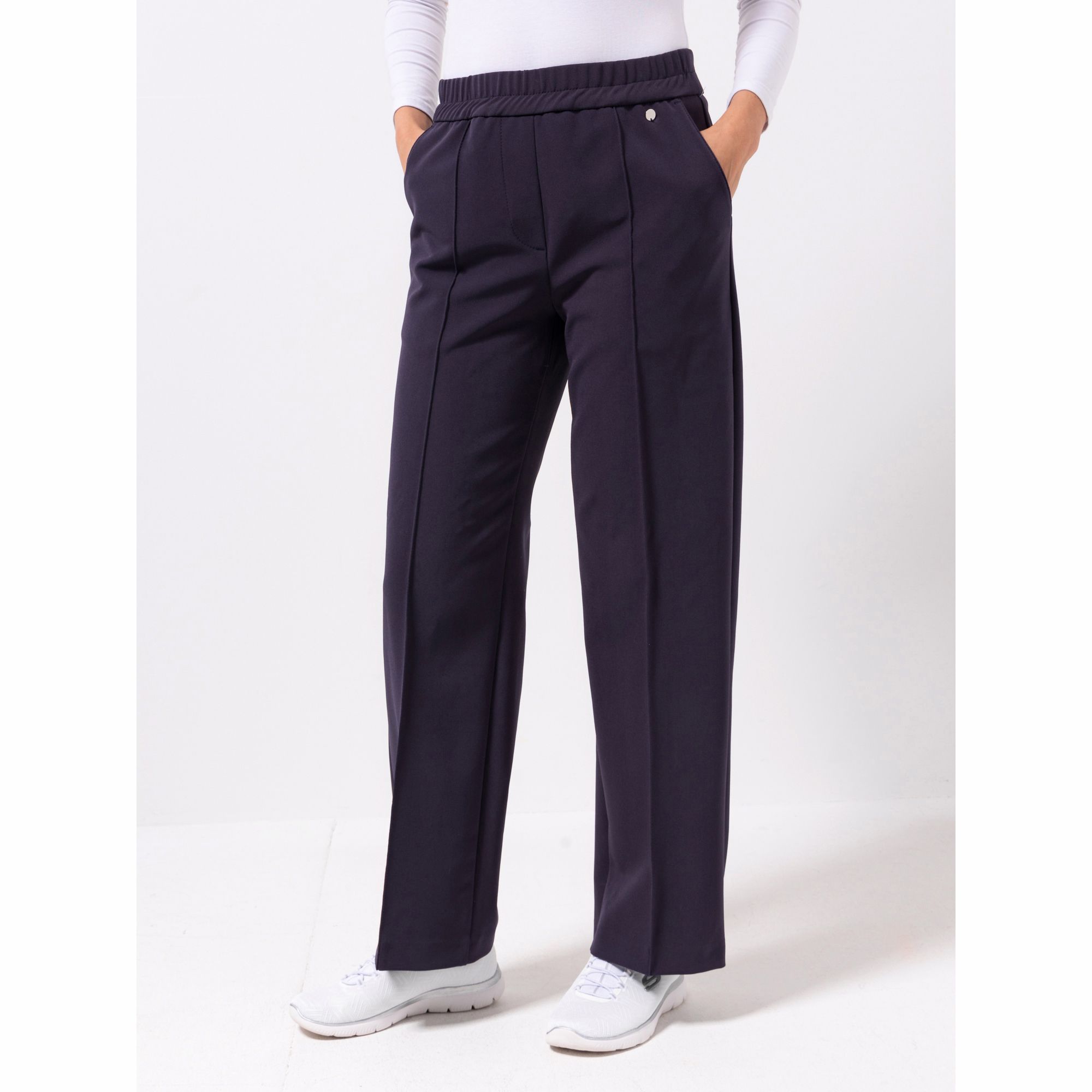 EVA LUTZ Hose Rundumdehnbund lange Form weites Bein